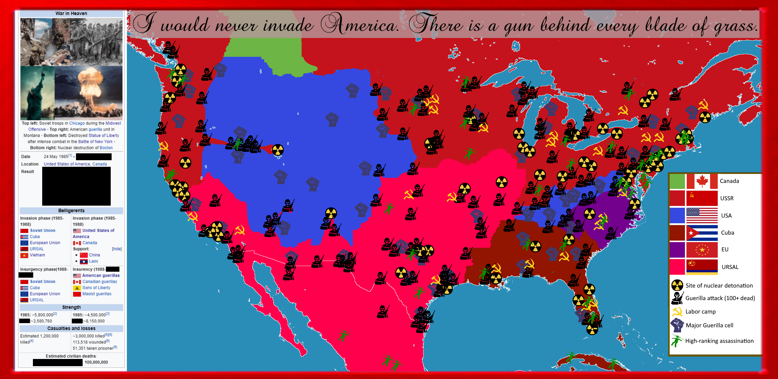 The War in Heaven Soviet invasion of America r/imaginarymaps