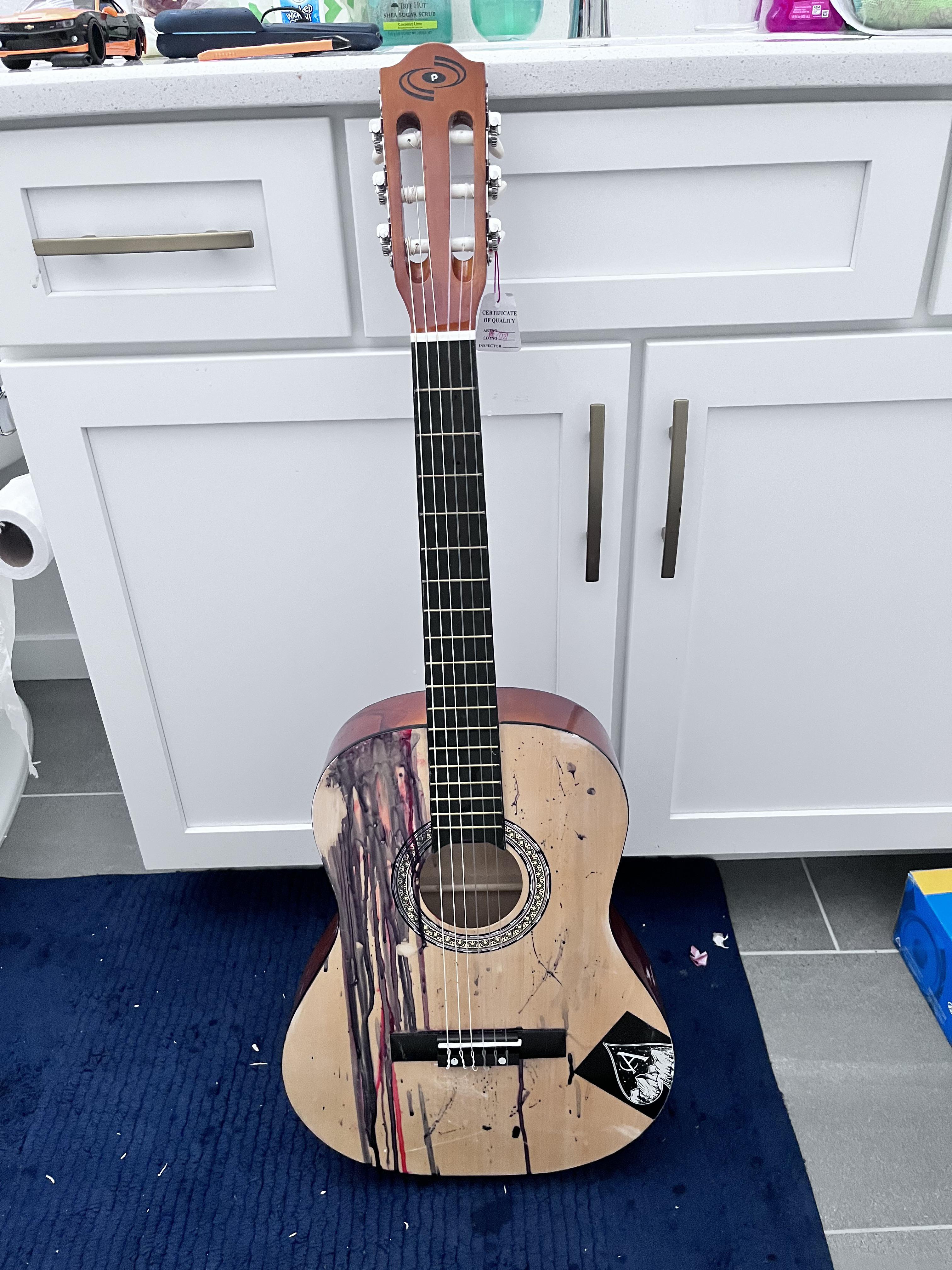 Tried doing the spray paint/burn painting method Tom uses on his