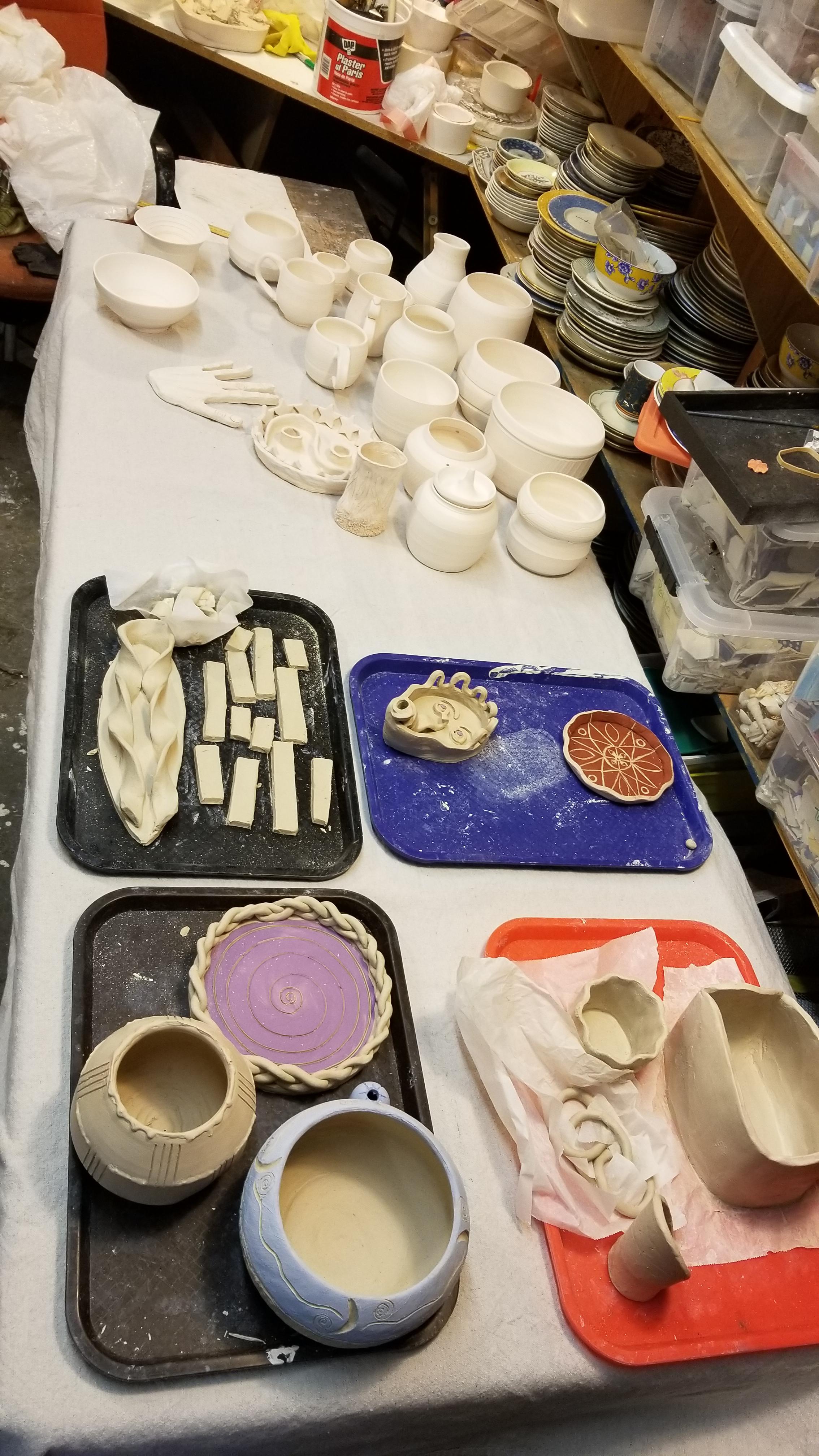 2nd semester community college wheel thrown ceramics. Class is on hold