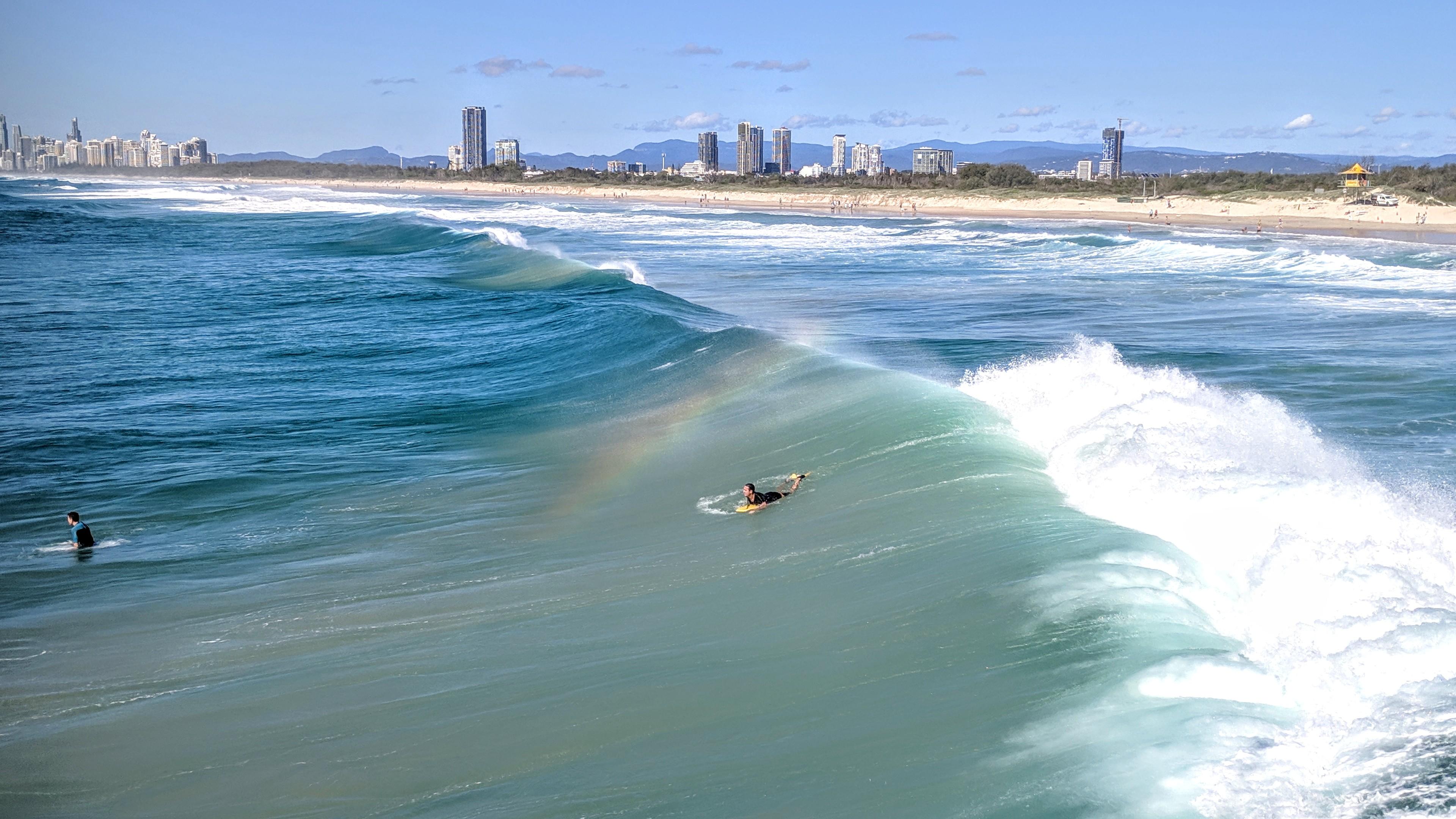 Surf rainbow at The Spit, Gold Coast r/australia
