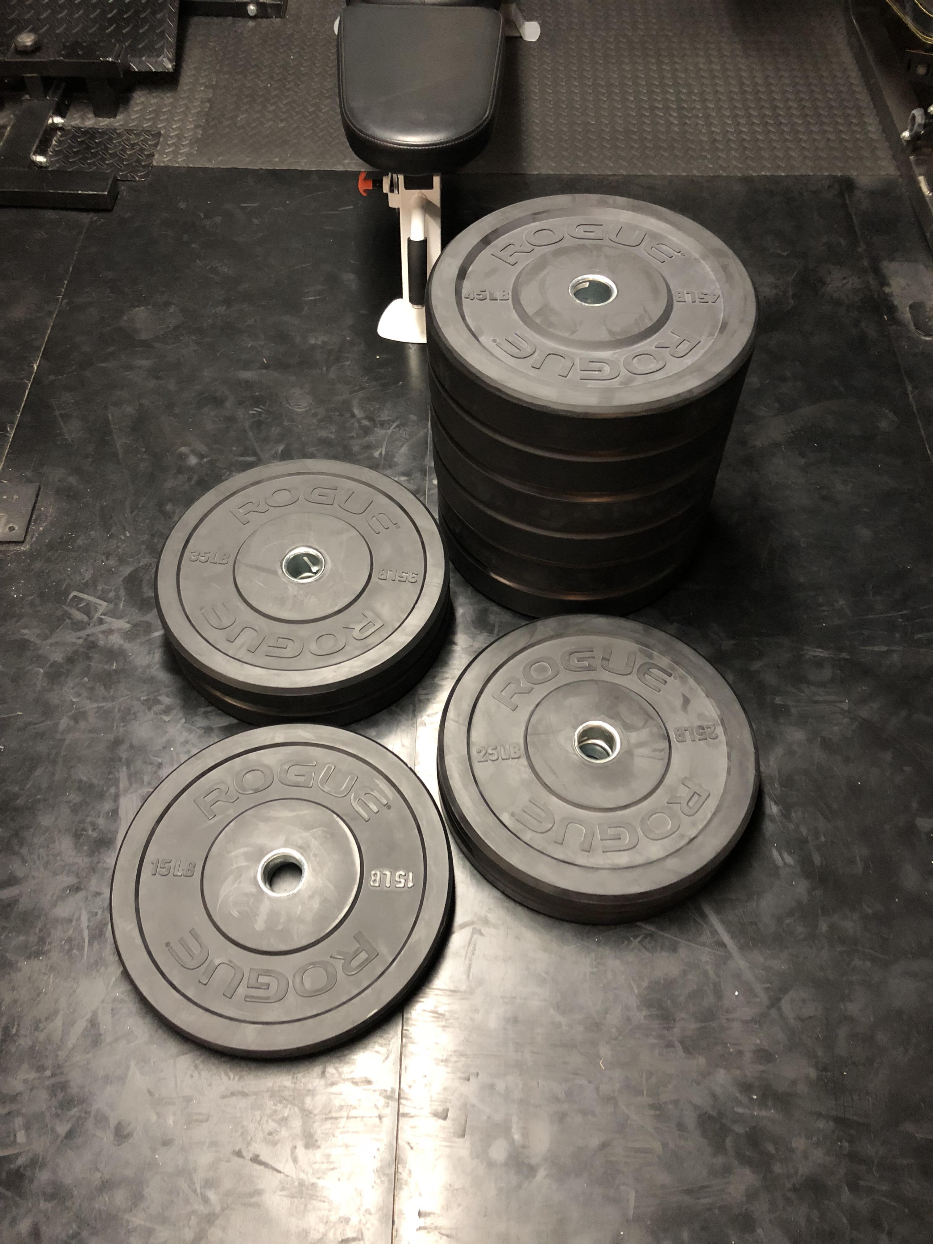 420 lbs of Brand New Rogue Echo Bumper Plates for 325, facebook