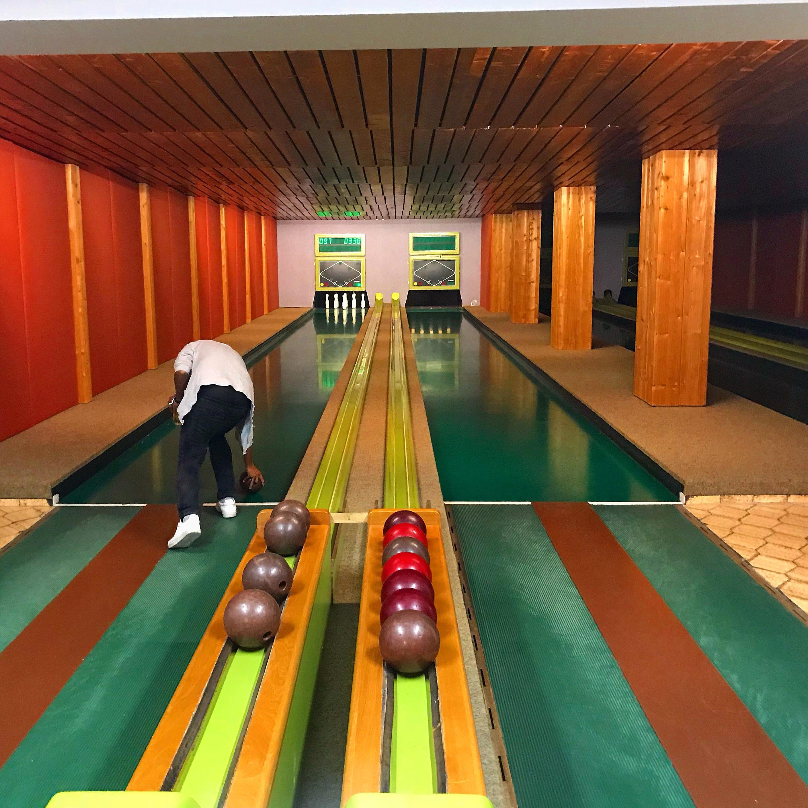 Kegeln aka German Bowling (9 pin) in rural Bavaria r