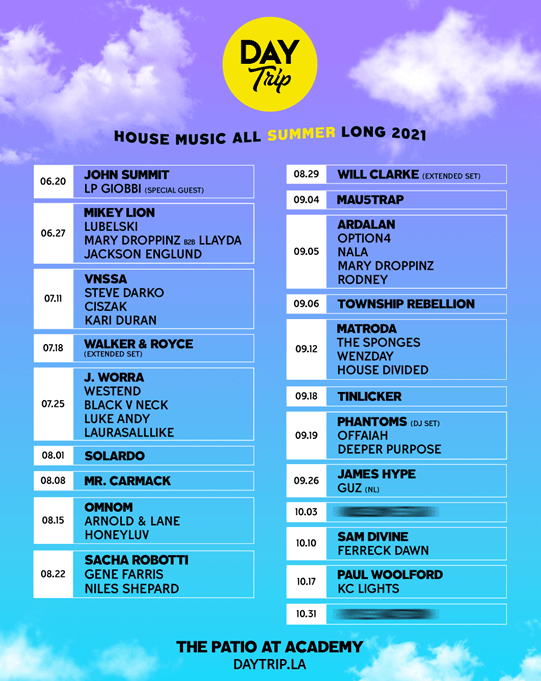 Day Trip (The Patio Academy in Hollywood) summer events r/aves