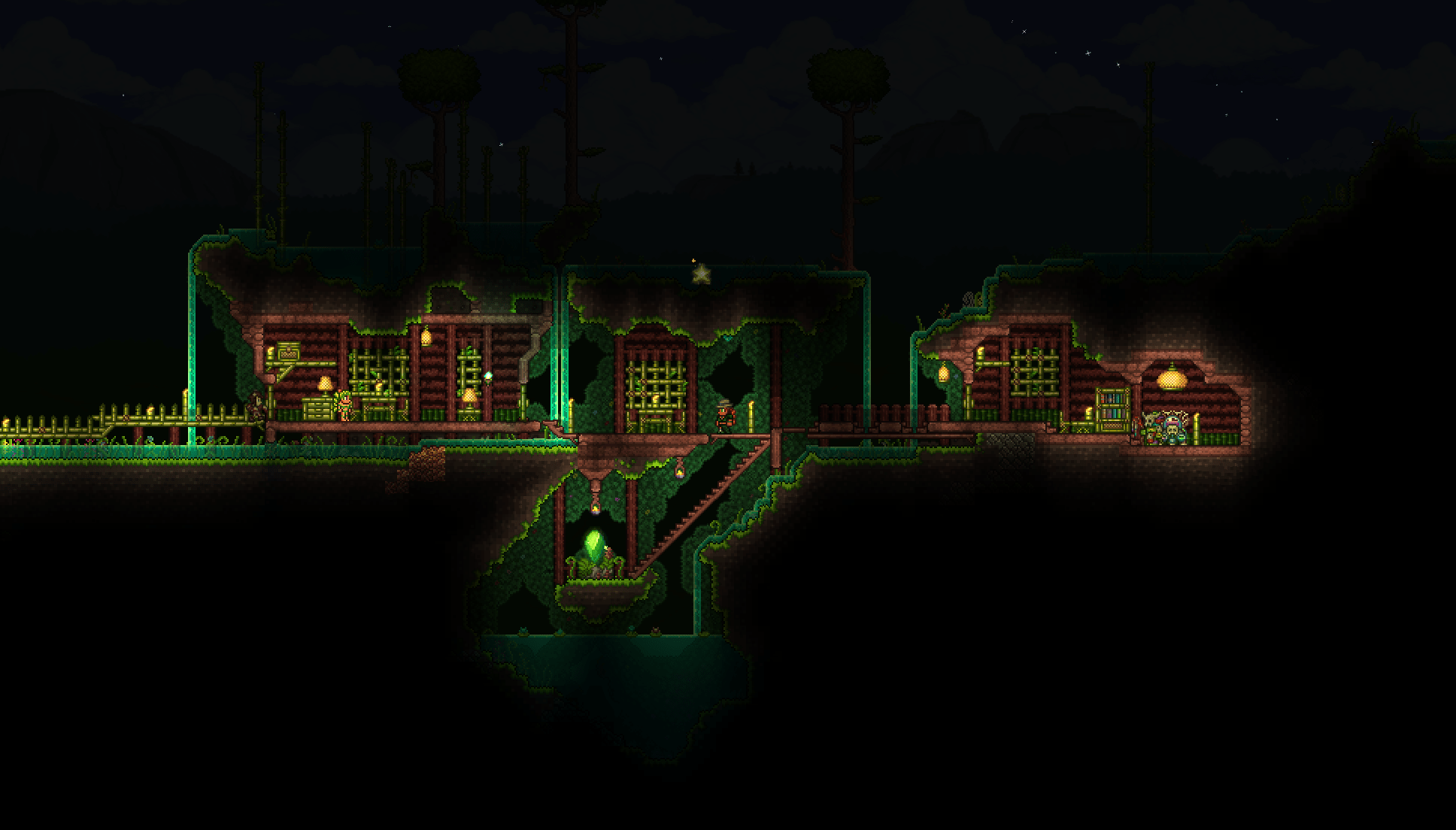 My jungle huts i made efter experimenting with bamboo r/Terraria