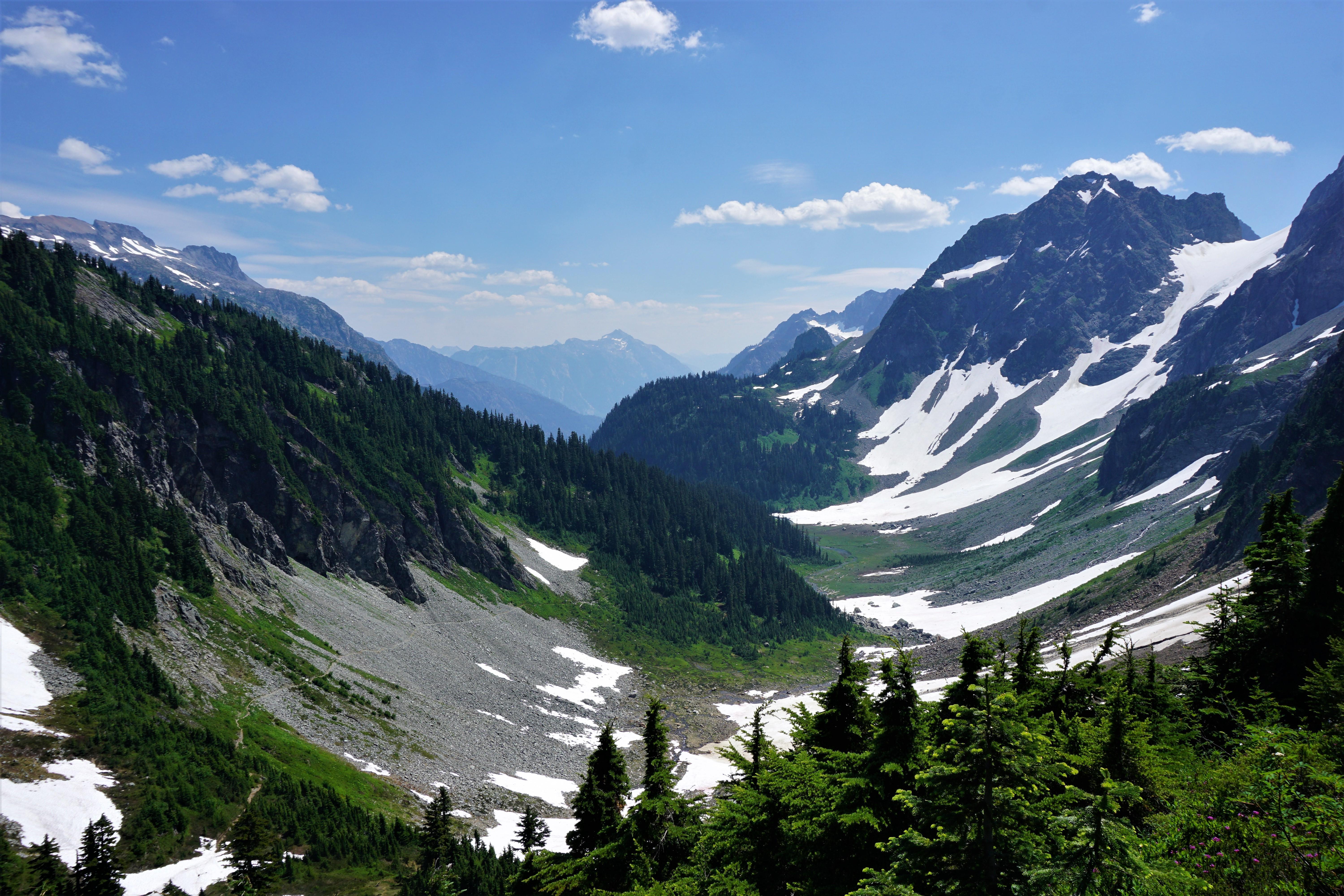 Cascade Pass in North Cascades National Park. Accessible via the Cascade Loop Trail (pictured