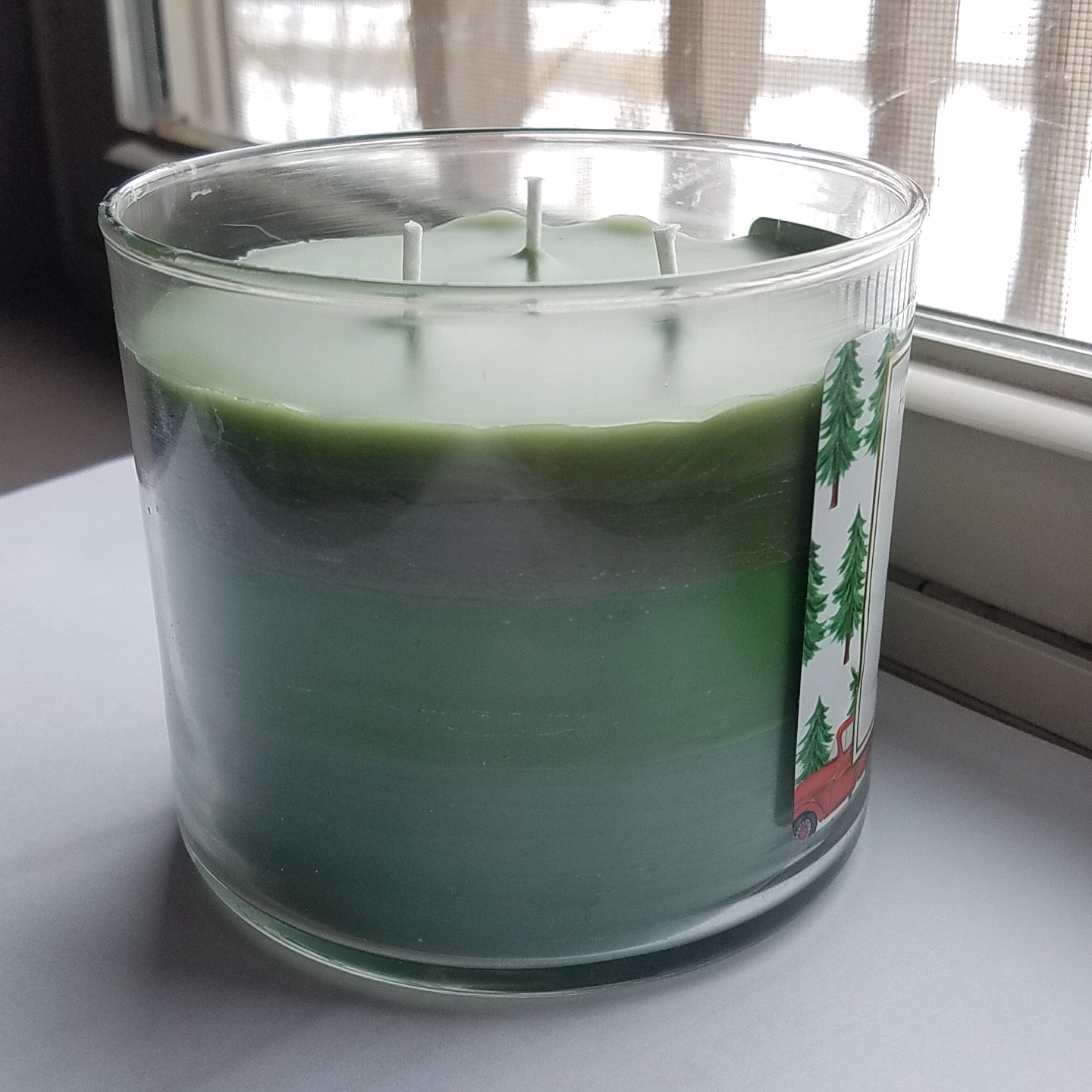 Melted all my used up pine Christmas candles together. I'll have a