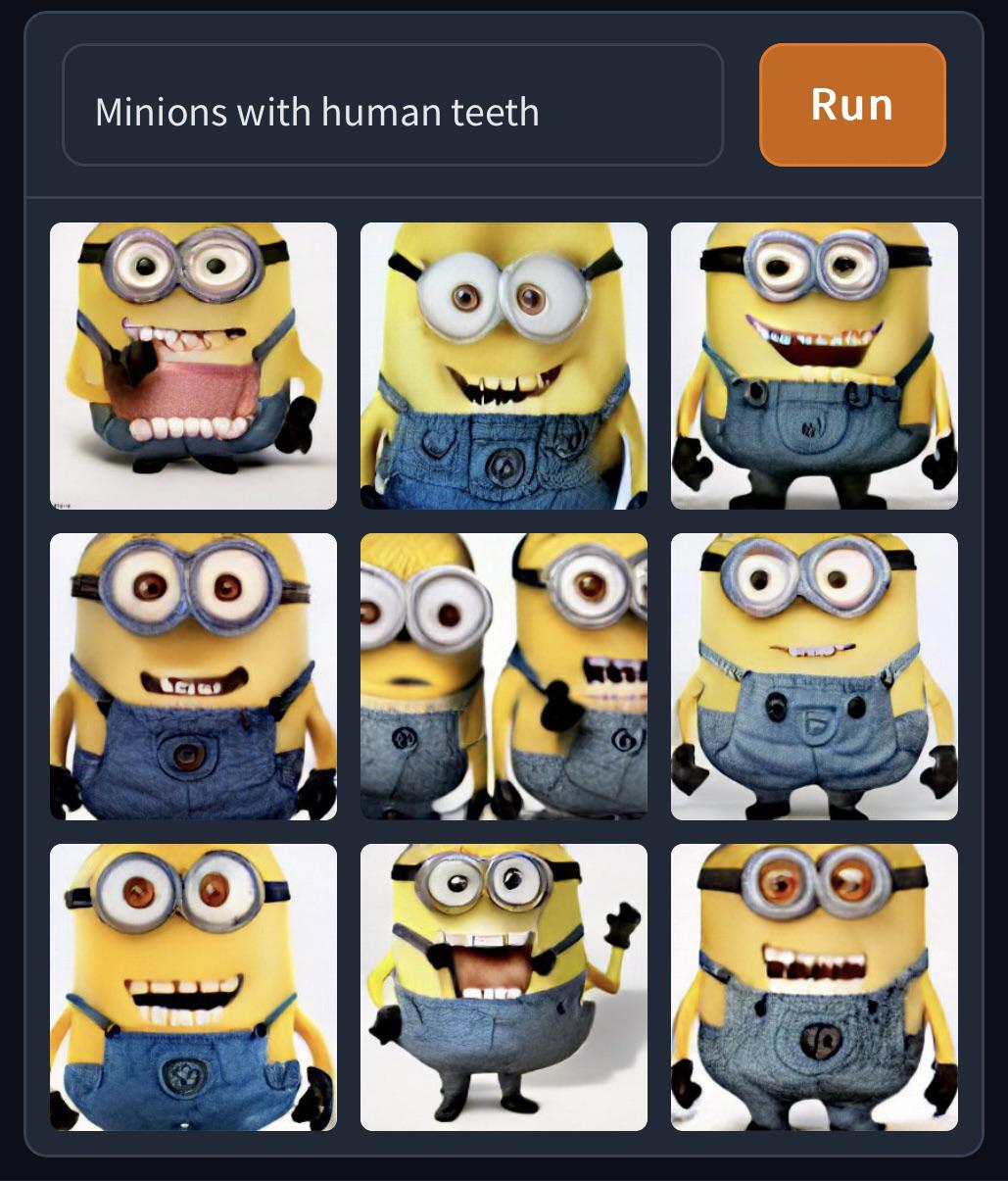 Minions with human teeth r/weirddalle