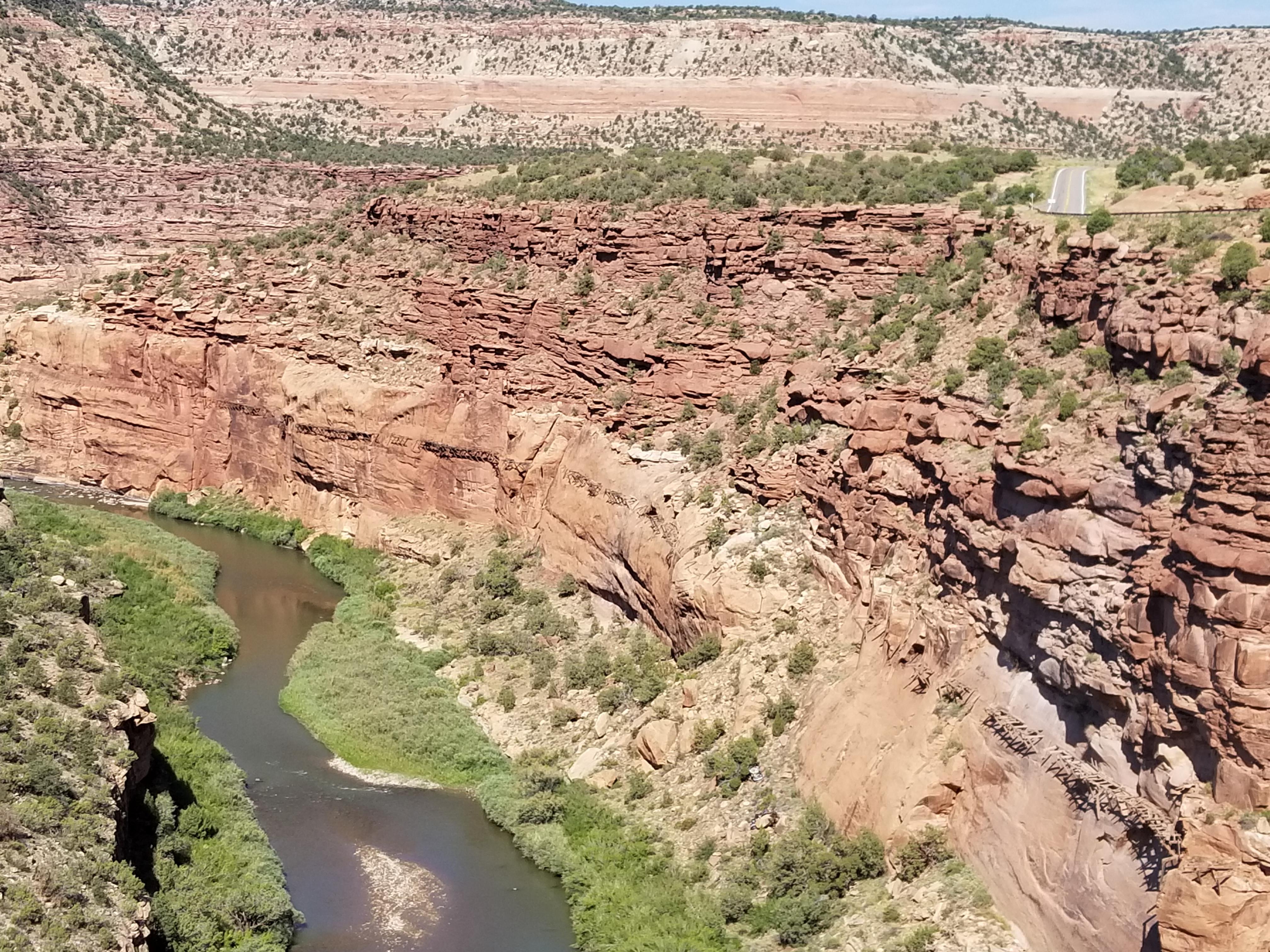 Hanging Flume, Dolores River Canyon, Colorado, USA. Built in the 1880s