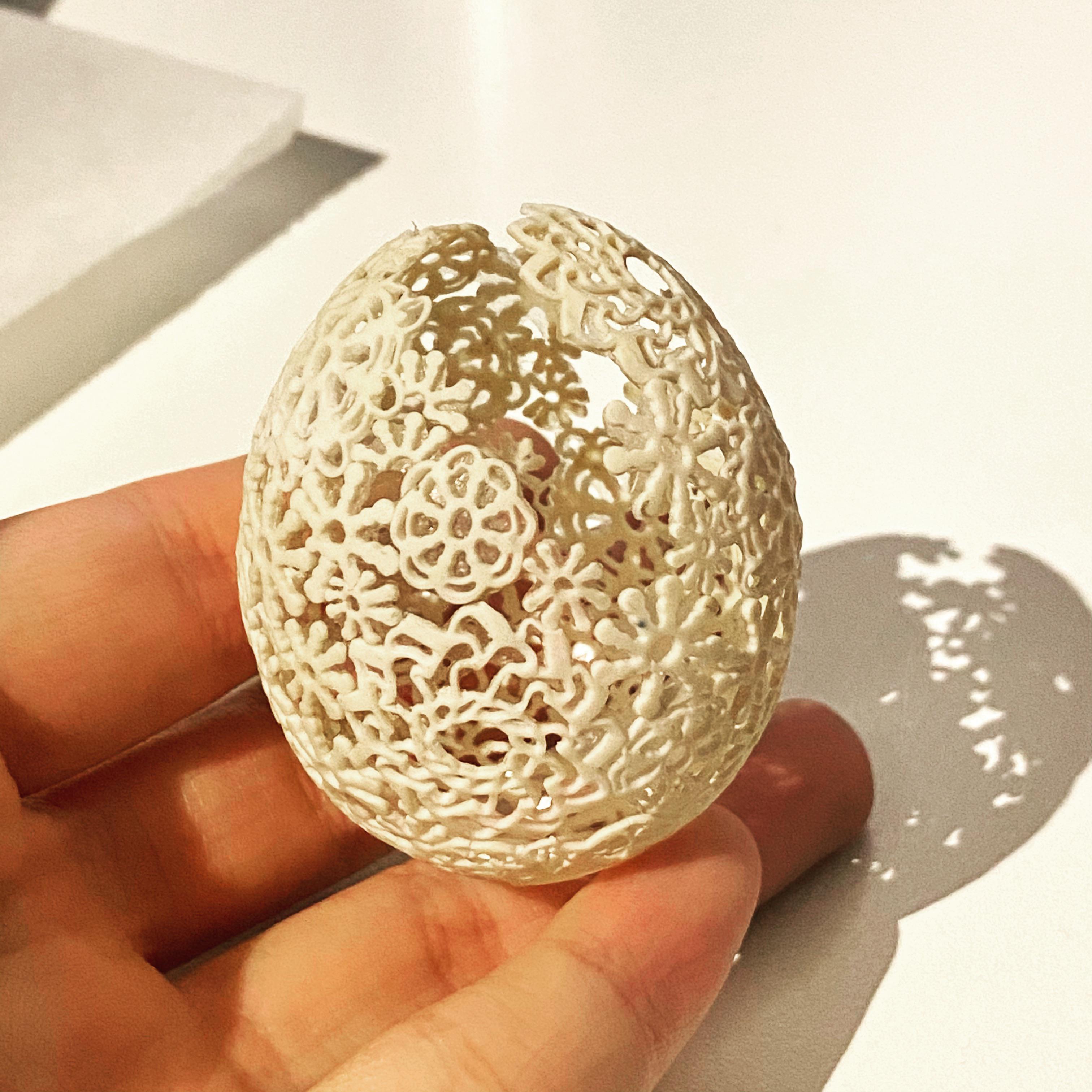 Inspired by egg carving, here’s my polymer clay laced egg r/polymerclay