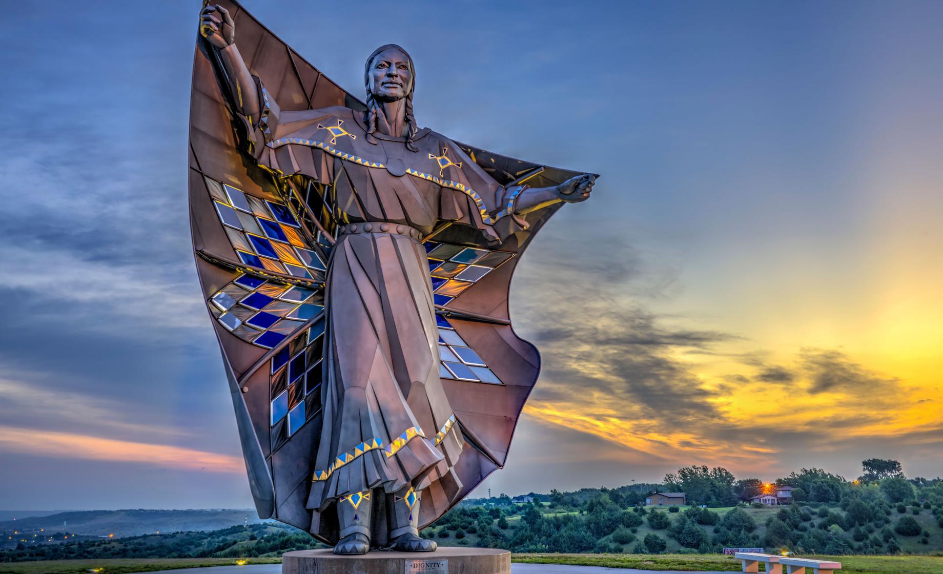 This sculpture was made to honor Native American culture in the