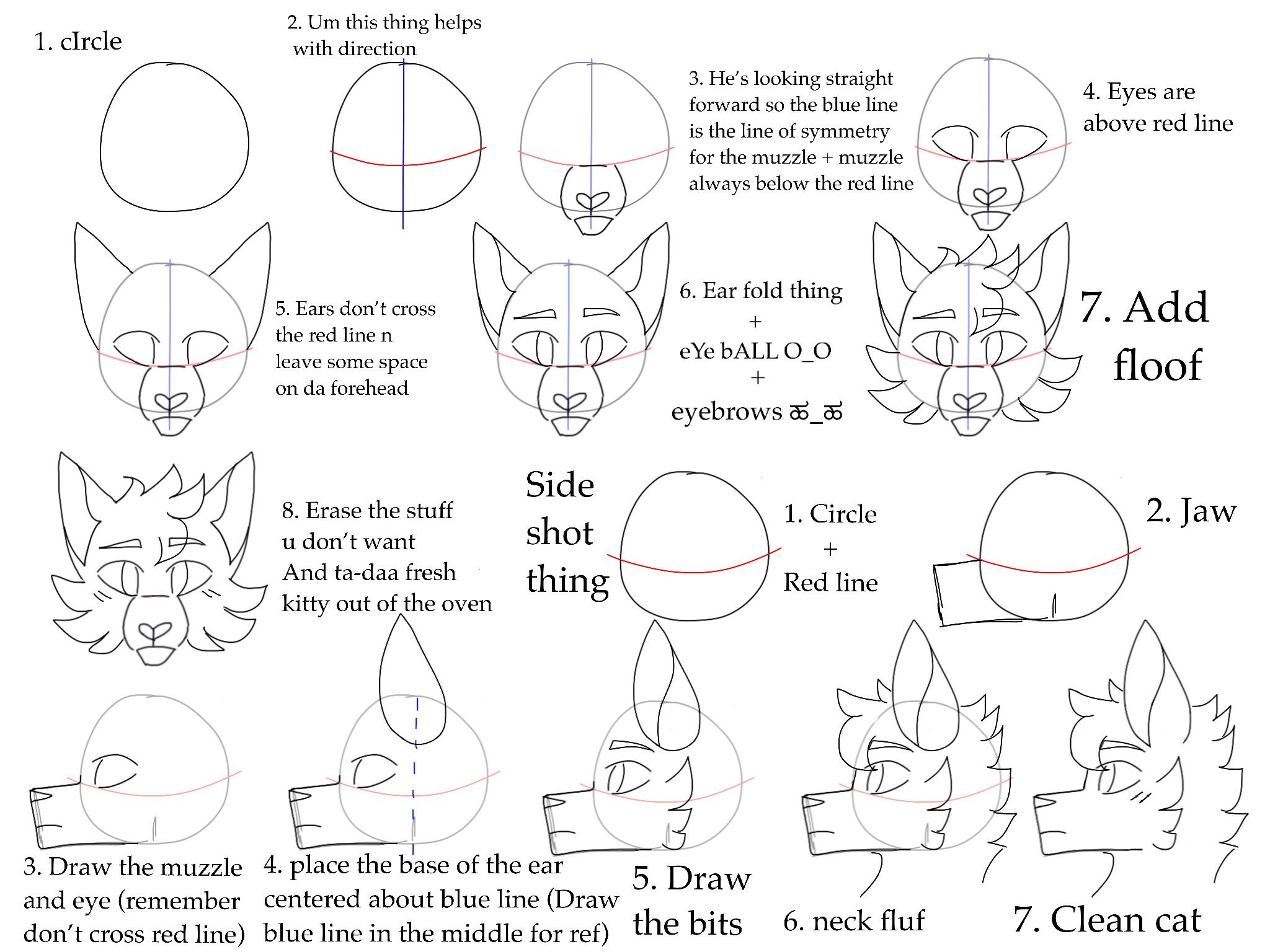If anyone's Interested, here's a tutorial on how i draw cat (it's