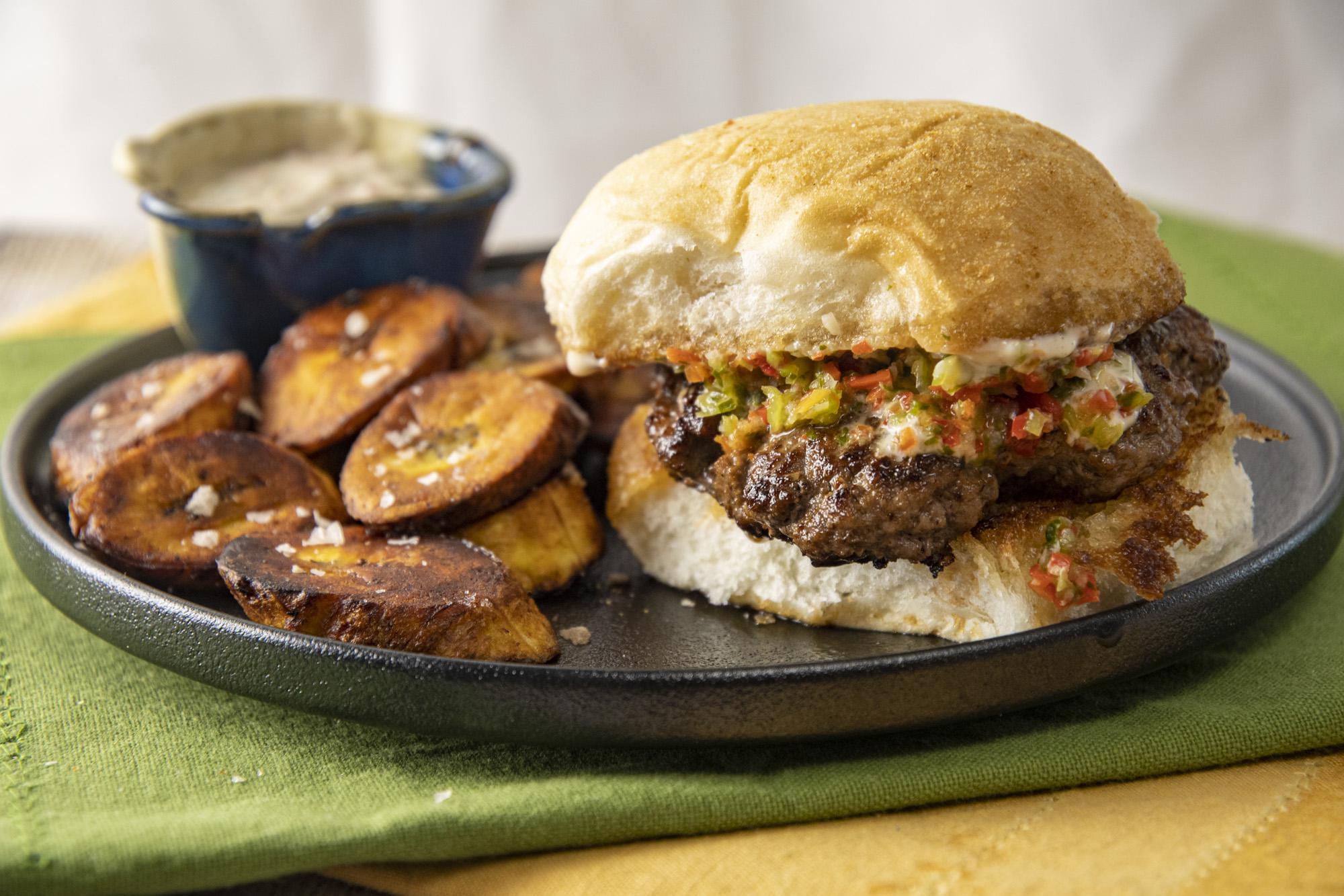 [I made] A jerk burger A jerk seasoned burger on a coco bun with