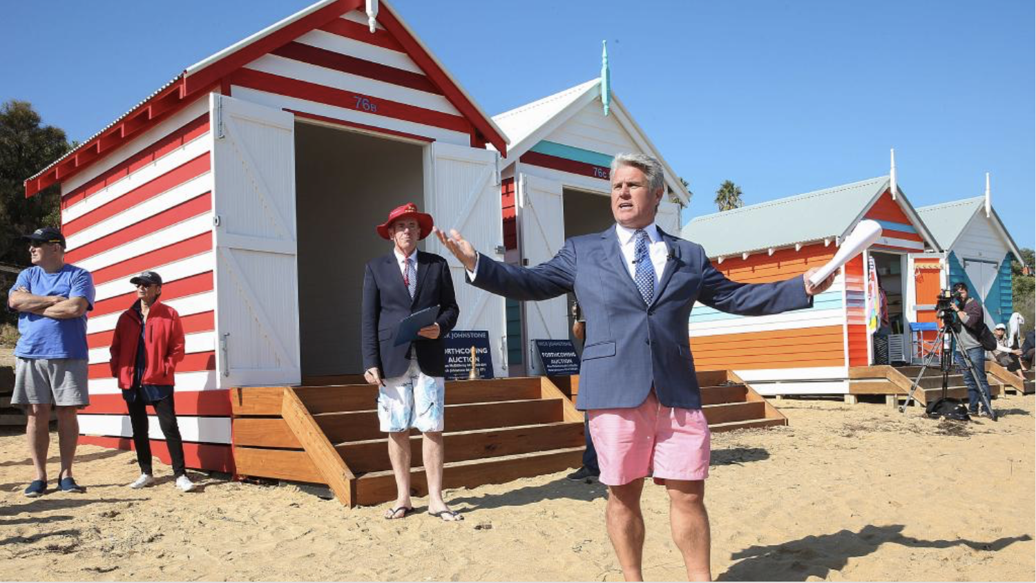 An auction of a beach box in Melbourne, Australia in 2018. It sold for over 300,000, and the