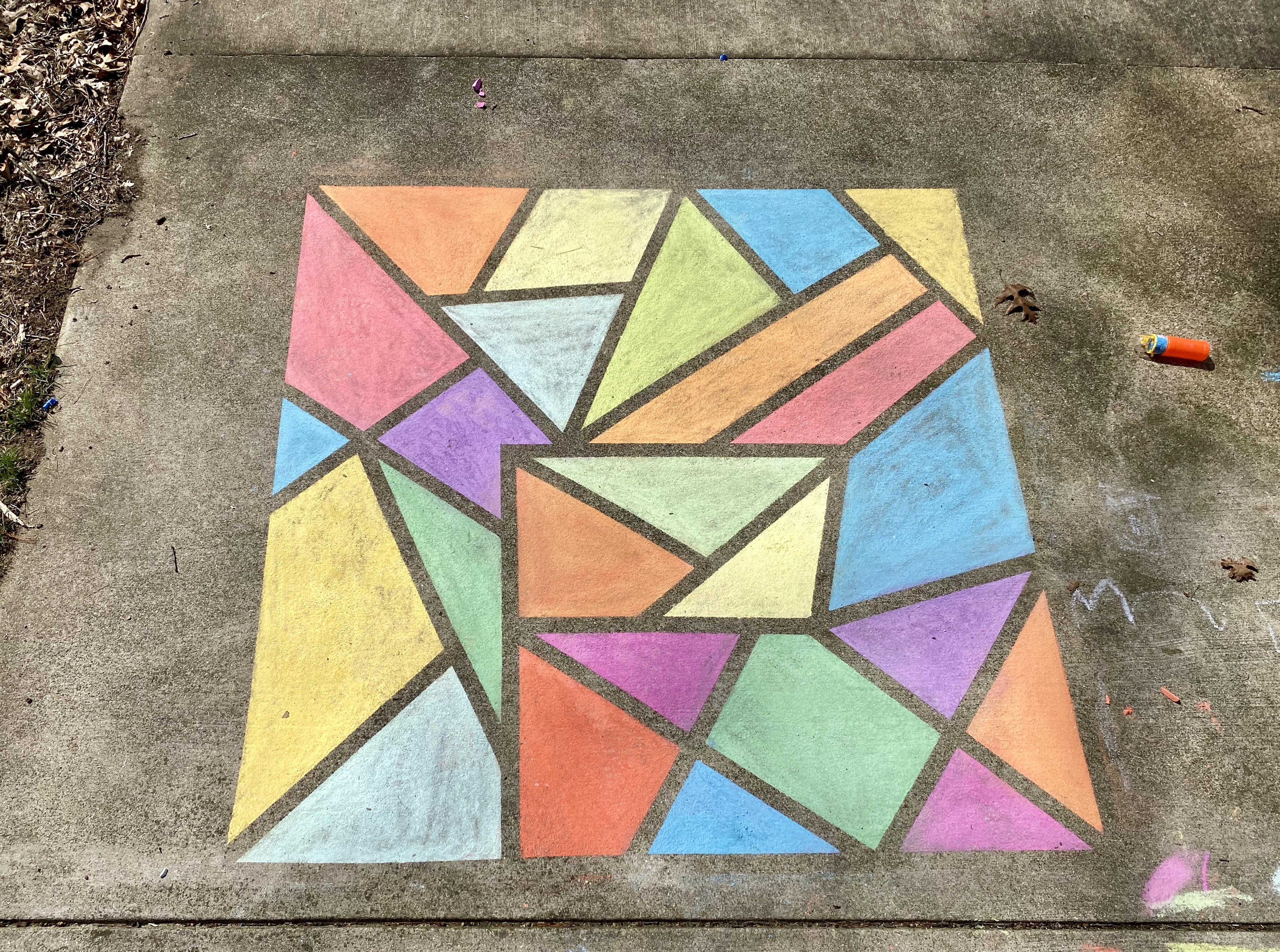 Painters Tape + Chalk= my form of “Quarantine Art Class” for my