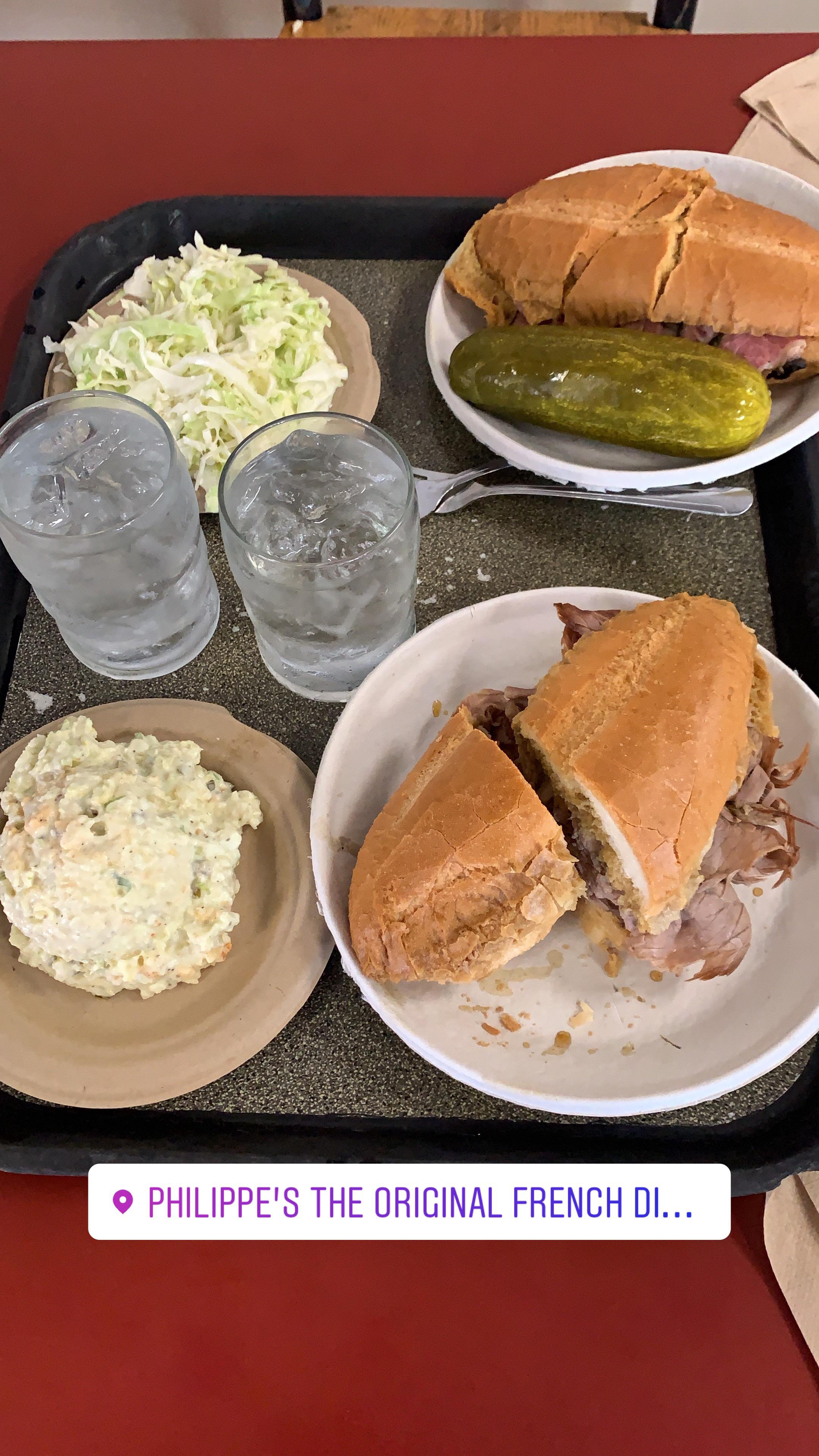 Beef dip, pastrami dip, coleslaw, potato salad, dill pickle r/IAteThis
