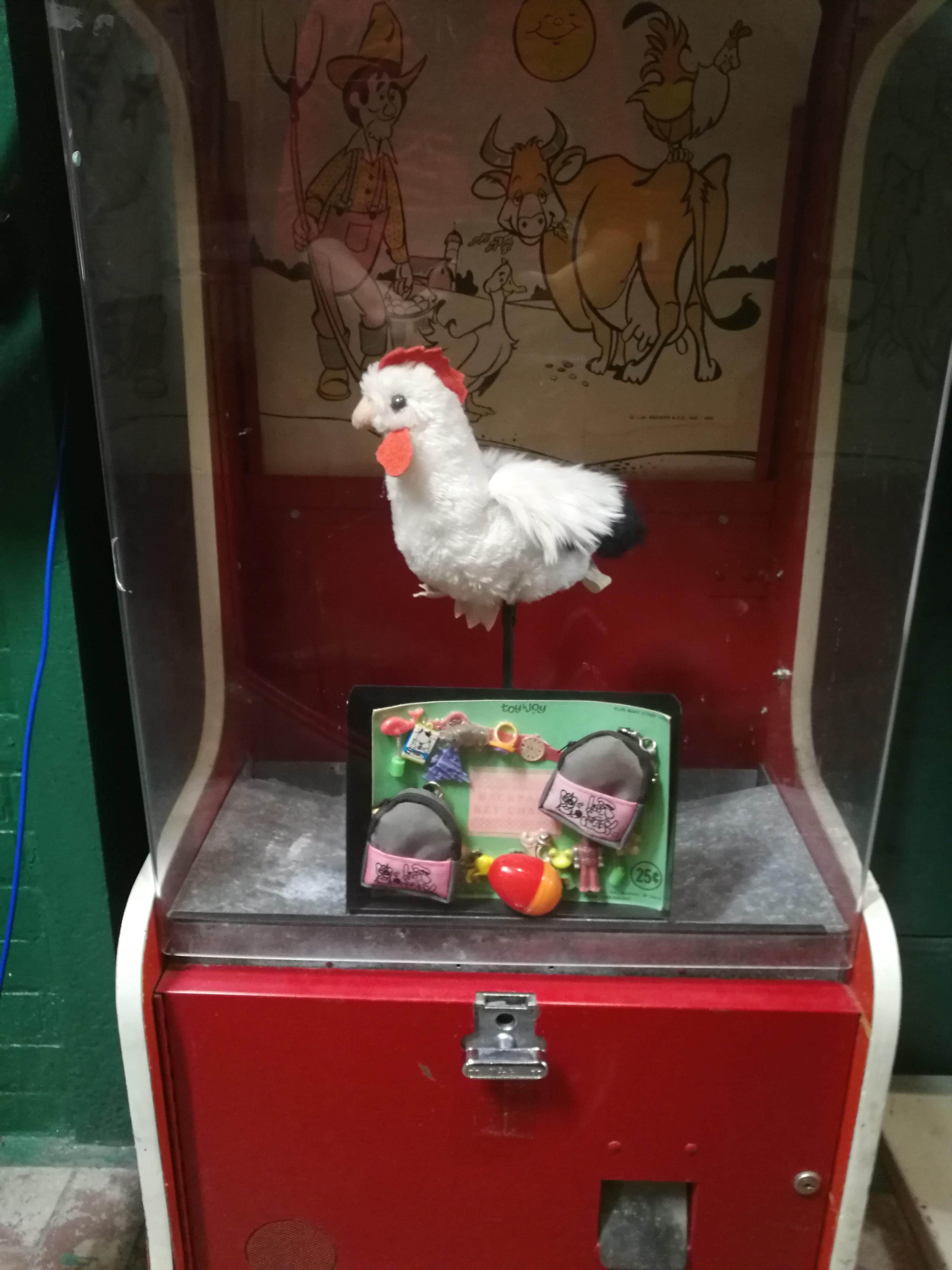 This now defunct chicken arcade game made into a display in an Omaha