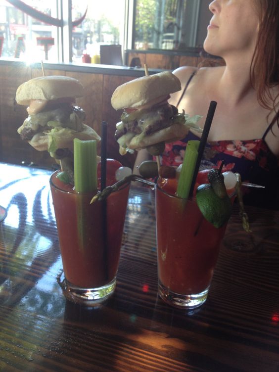 Bloody Marys with mini cheeseburger! Sam's Tavern Capital Hill