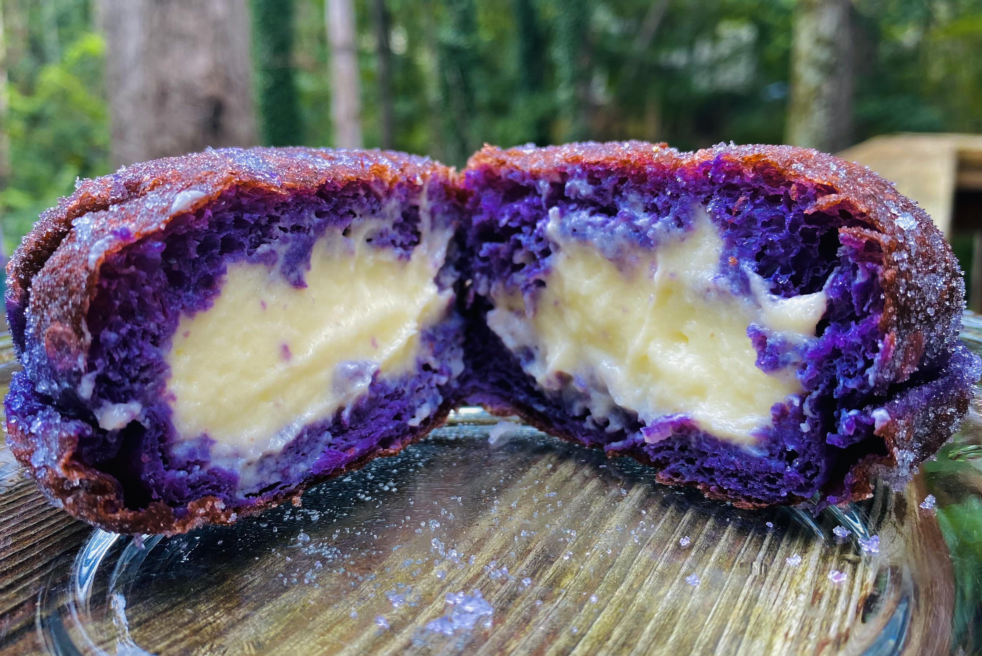 [I ate] Ube brioche donut with coconut cream filling r/food