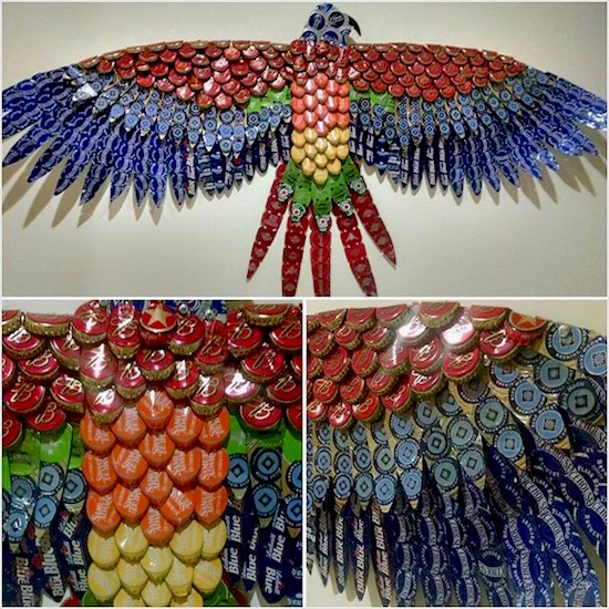 Eagle Sculpture made Entirely from Bottle Caps r/reuseit