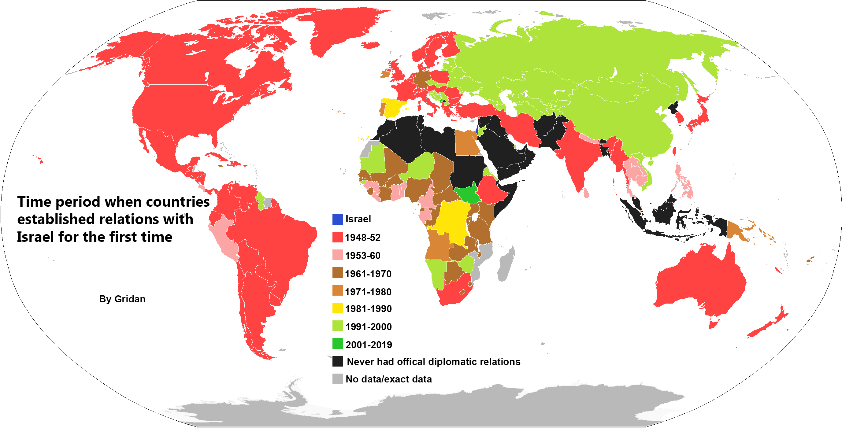 Period when states first established diplomatic relations with Israel