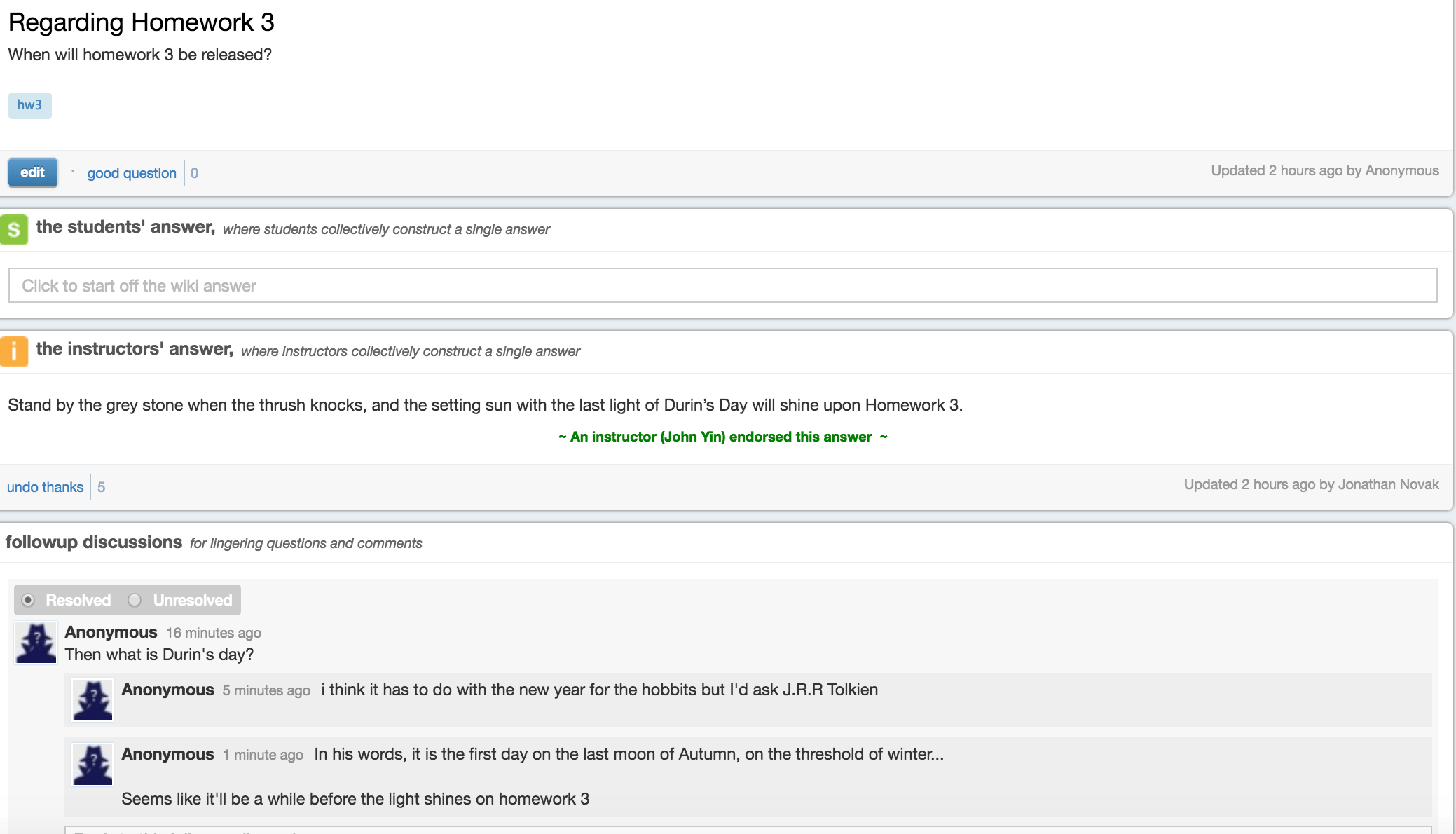 heres a new crossover between the worlds of The Hobbit and Math 109 UCSD