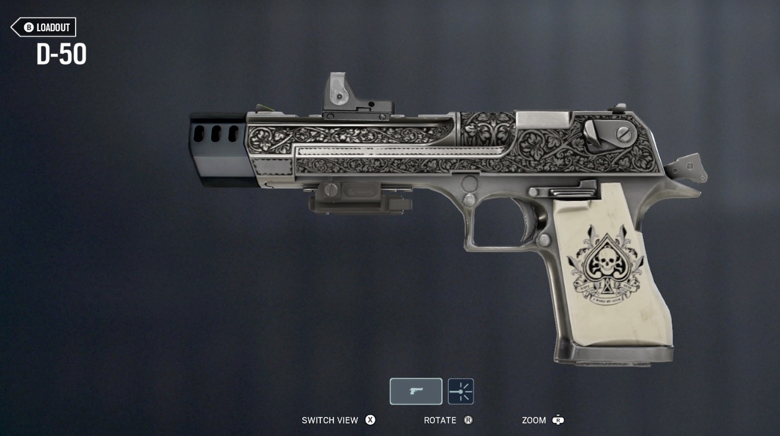 D50 w/ Muzzle Brake, Holo, Laser and my favorite skin looks so bad ass