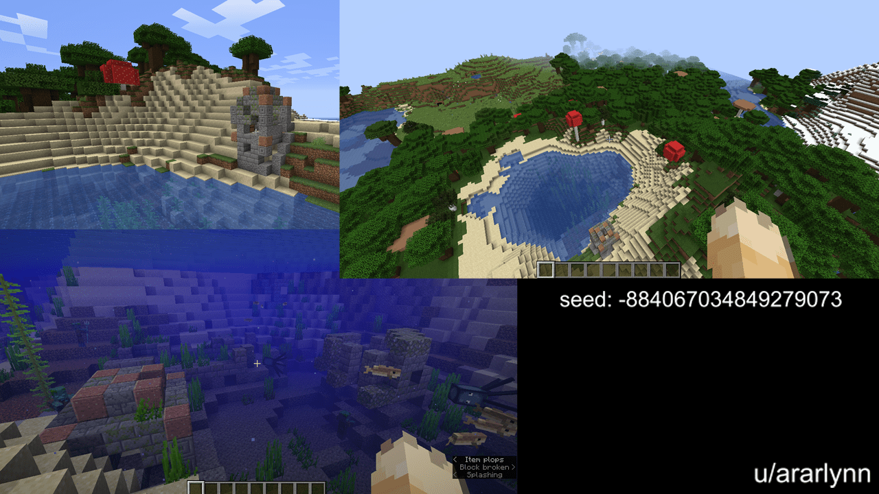 [JAVA] a drowned ruin above land with many other ruins nearby right at