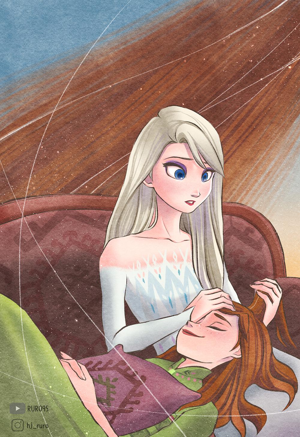 Just a cute moment of both Frozen sisters... (by RURO95 on Deviantart