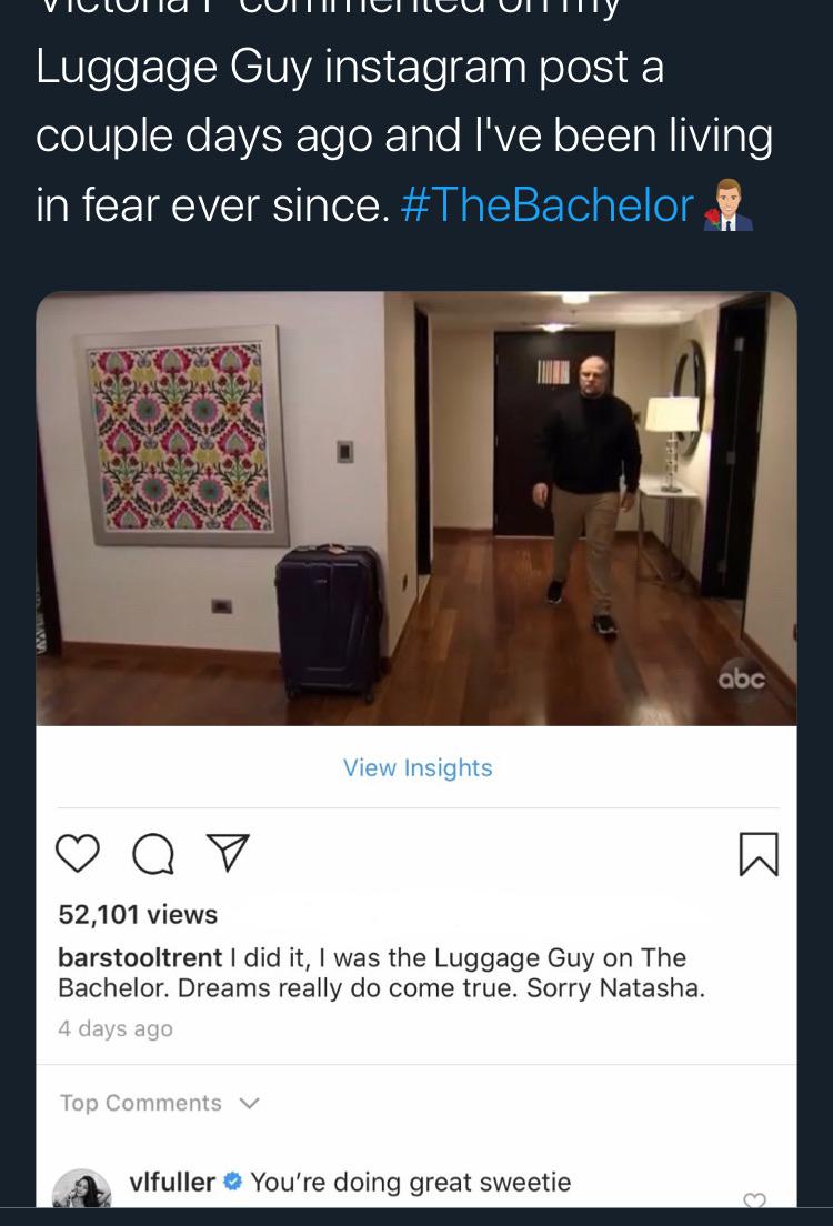 Luggage guy Trent is a vibe r/thebachelor