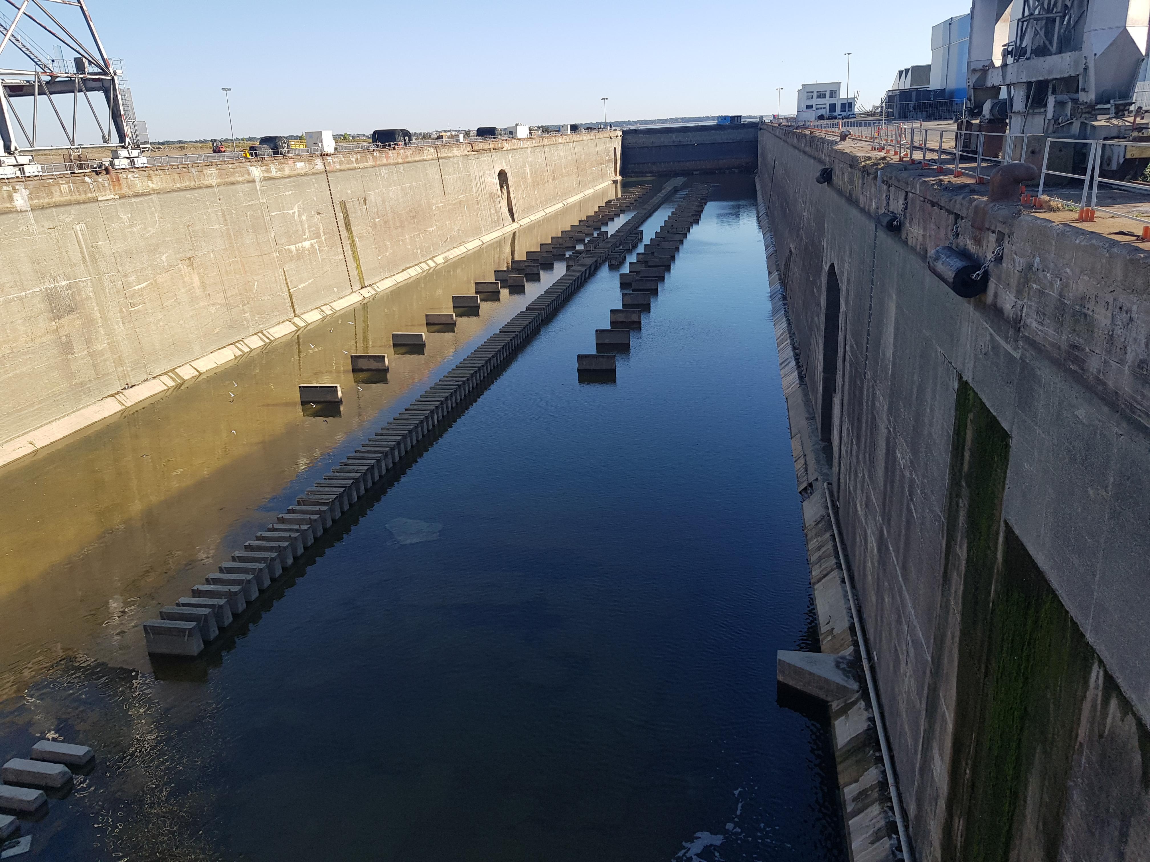 Saint Nazaire dry dock 350m long 50m wide. r/drydockporn