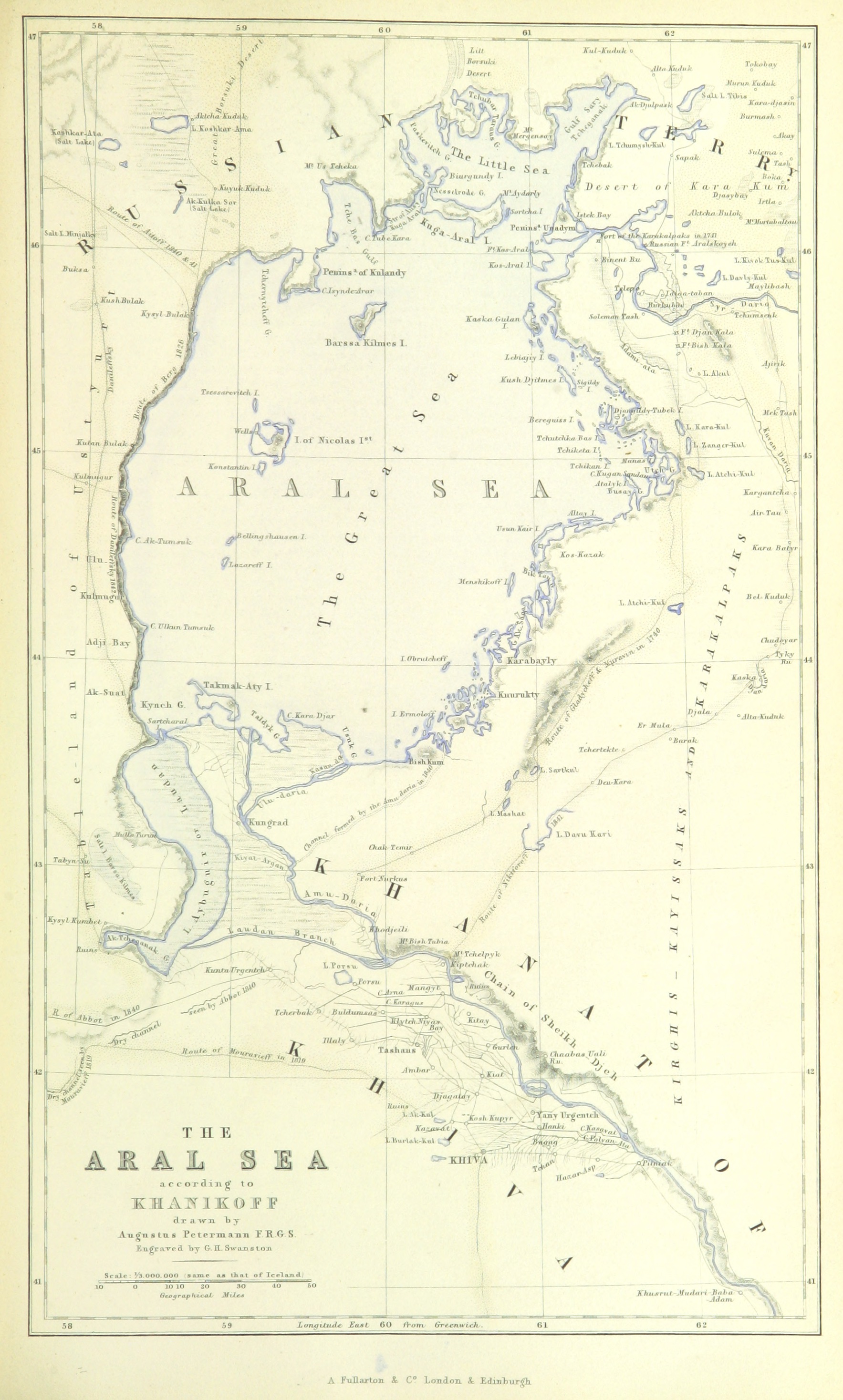 Aral Sea Early China Map The Aral Sea circa 1856 MapPorn