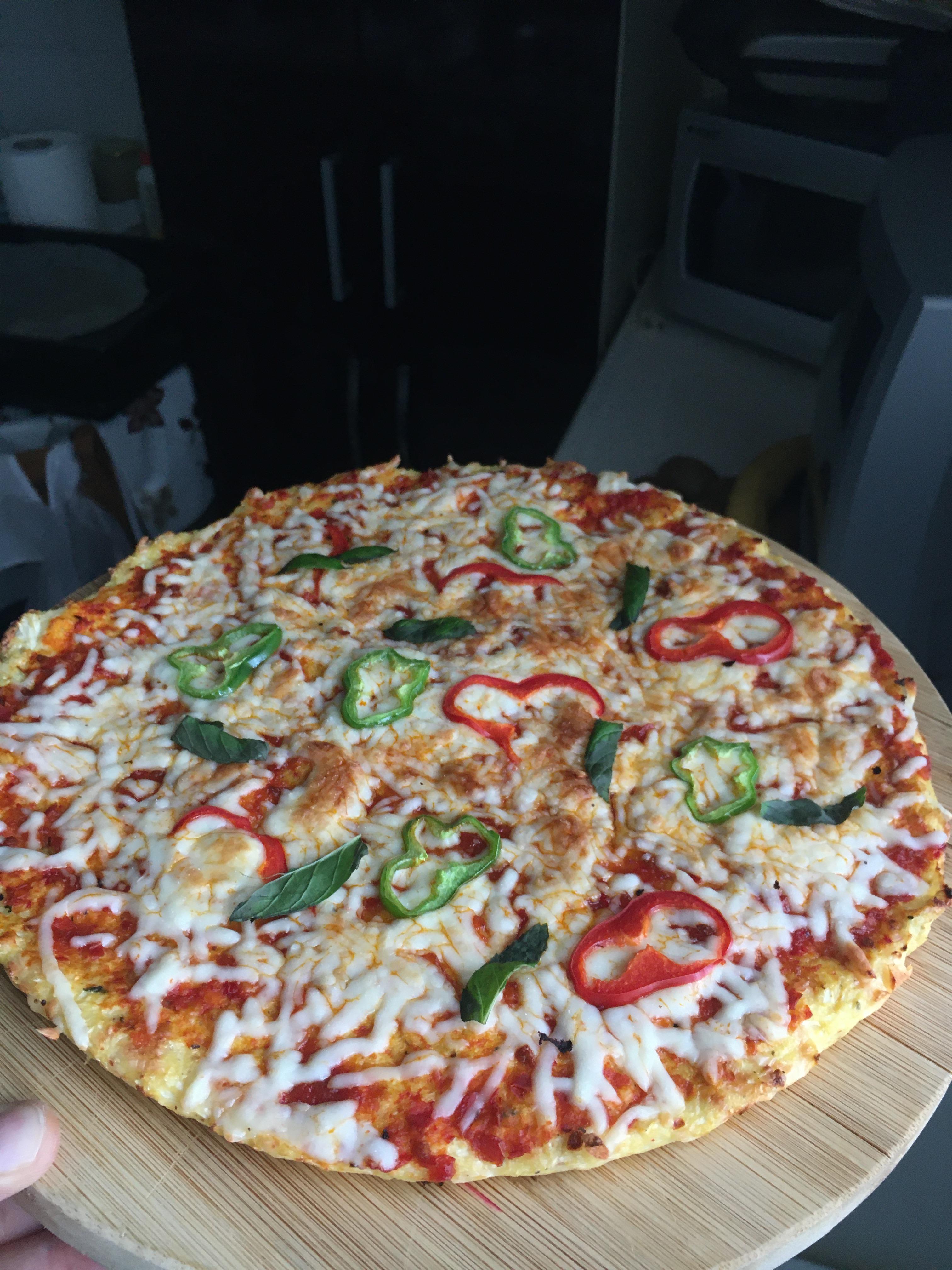 First attempt of Cauliflower pizza r/Keto_Food