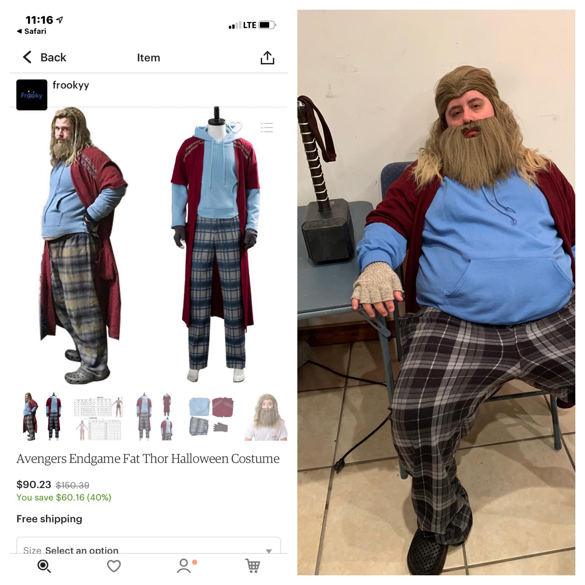 Halloween 2019, I pieced together this Fat Thor costume from End Game