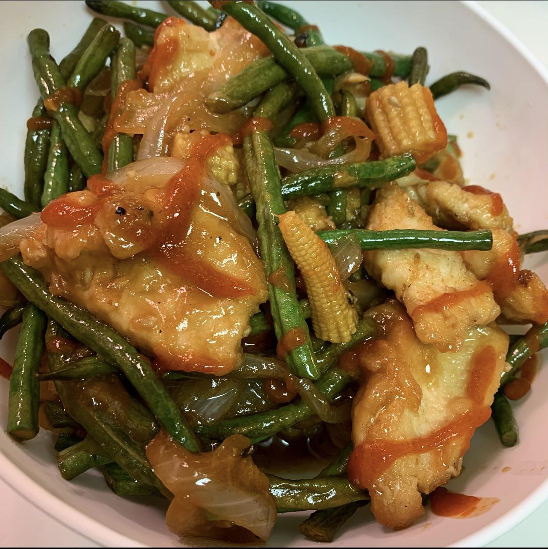 Chinese long bean stir fry (400 calories( r/safe_food