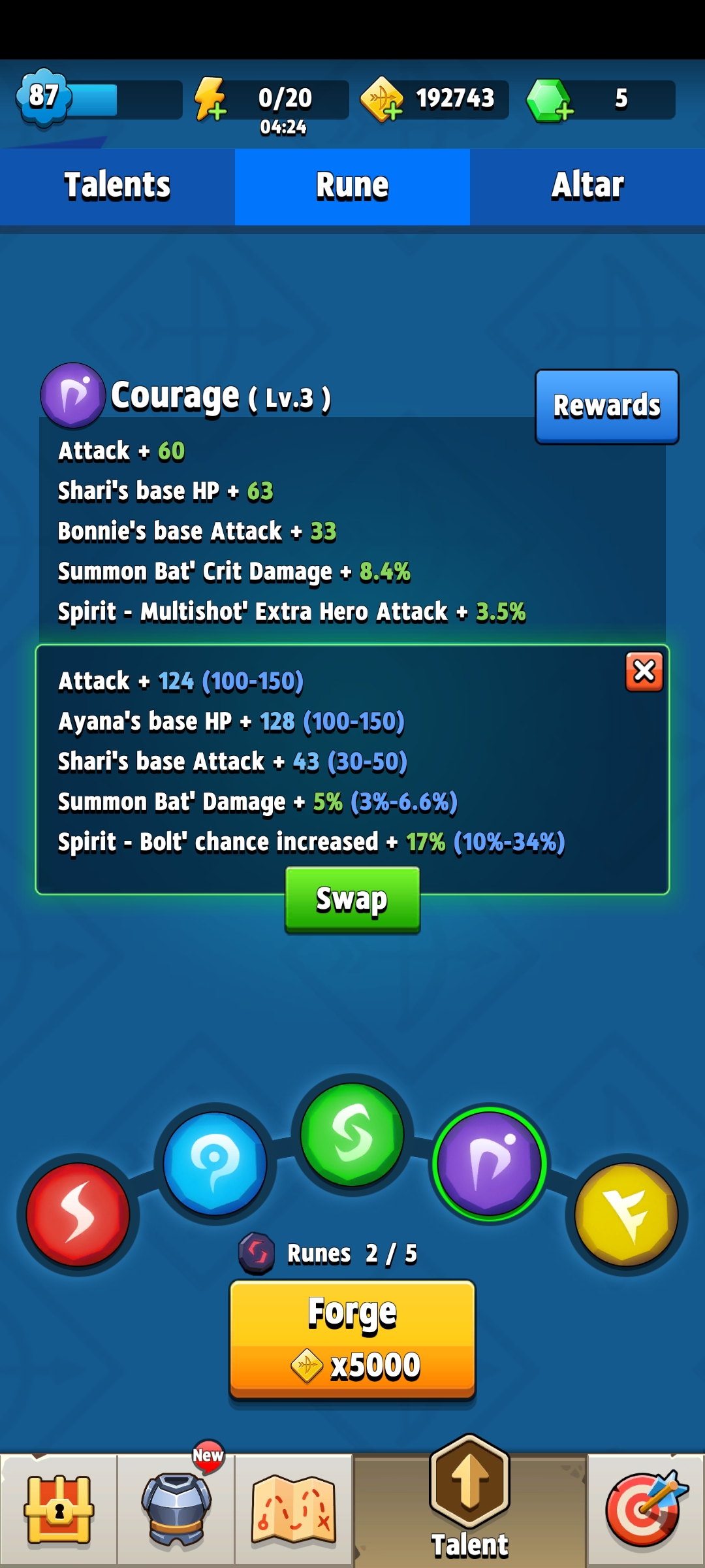 Every time I the runes, it says that the attack slightly changes