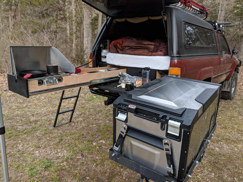 Here's our sleeping platform build and setup for family overland travel