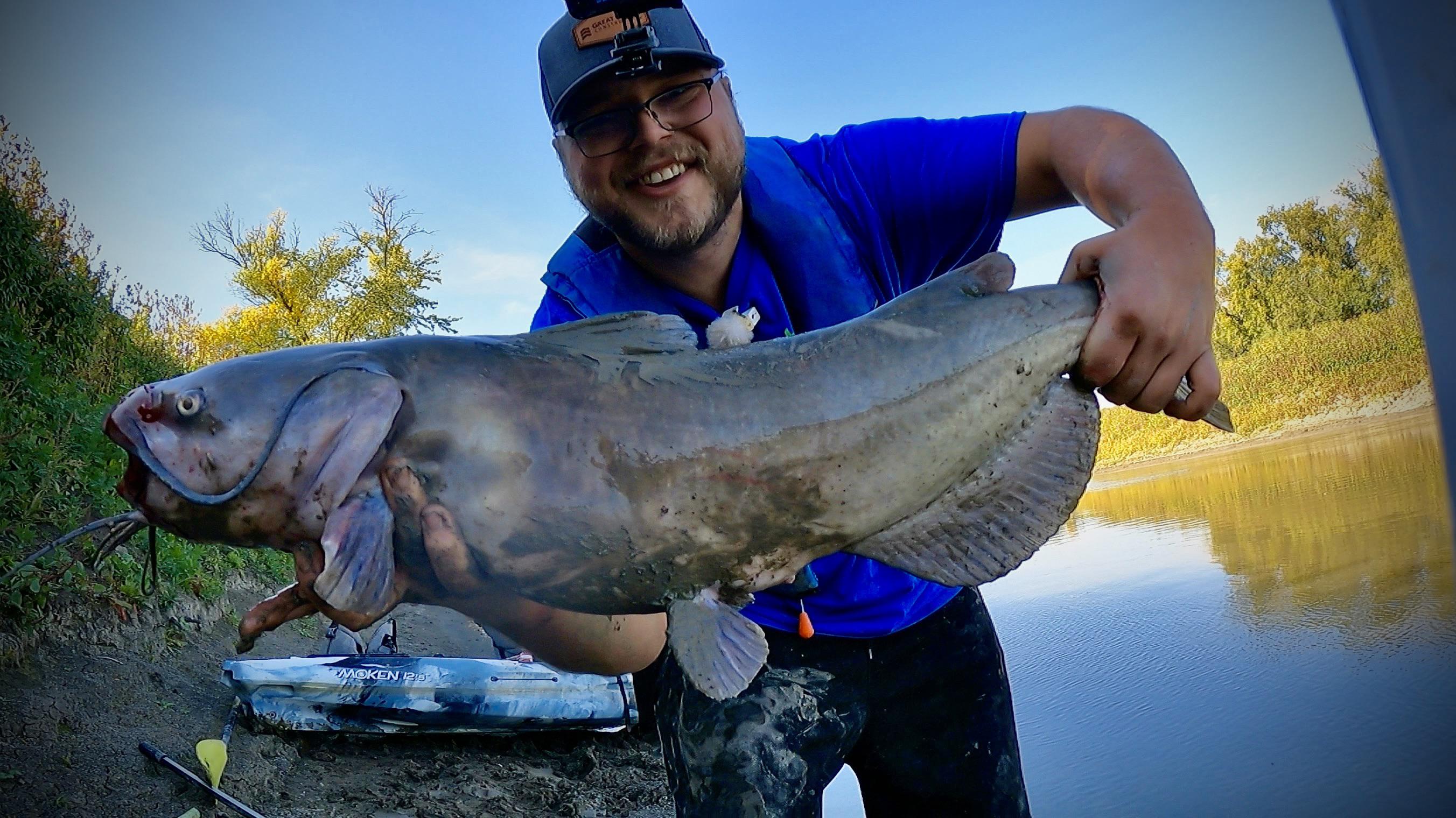 Nice channel catfish on a frog today. (Red River, North Dakota) r
