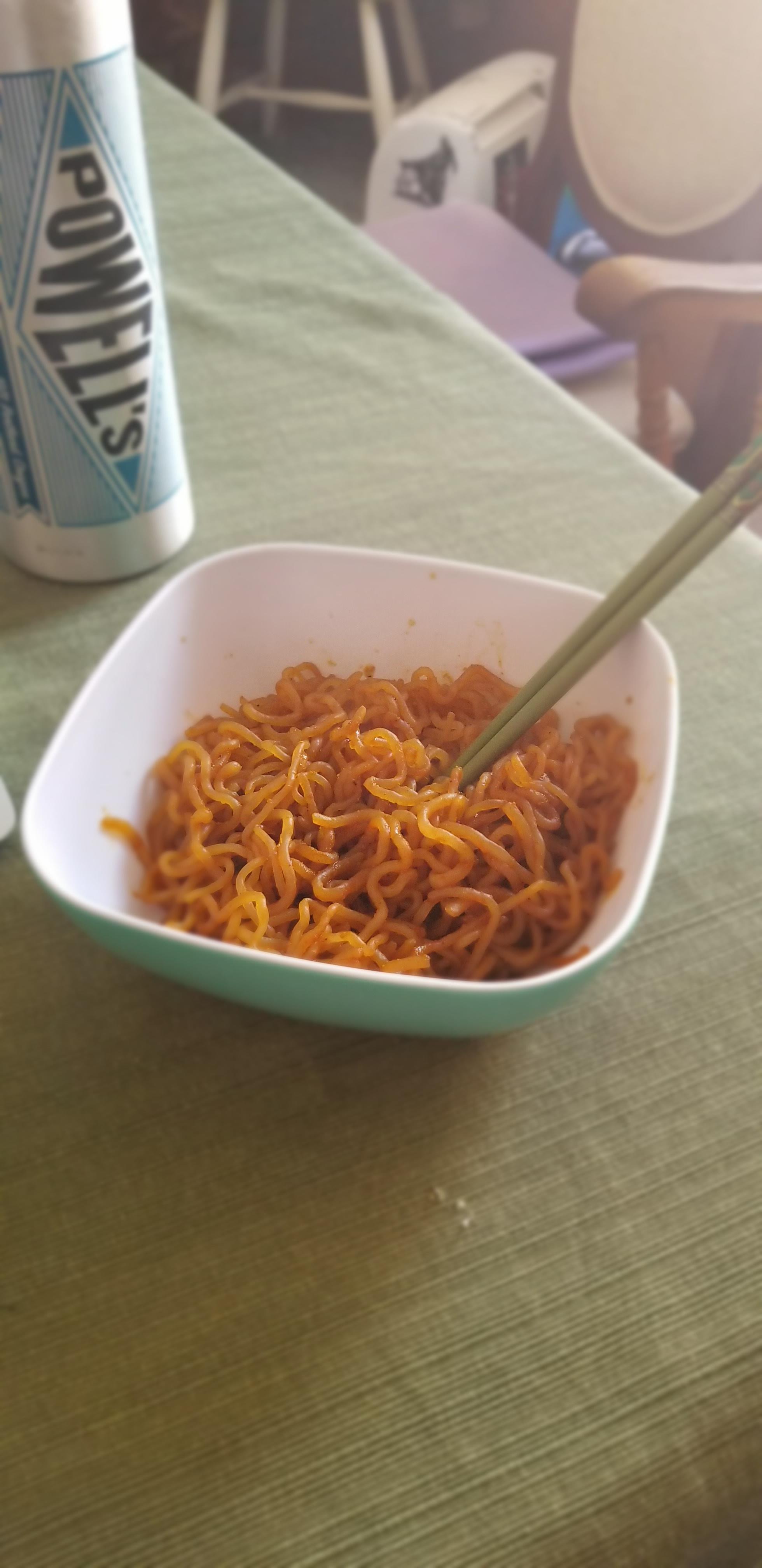 Shirataki ramen with tamari soy sauce and red curry paste (35 cals) r