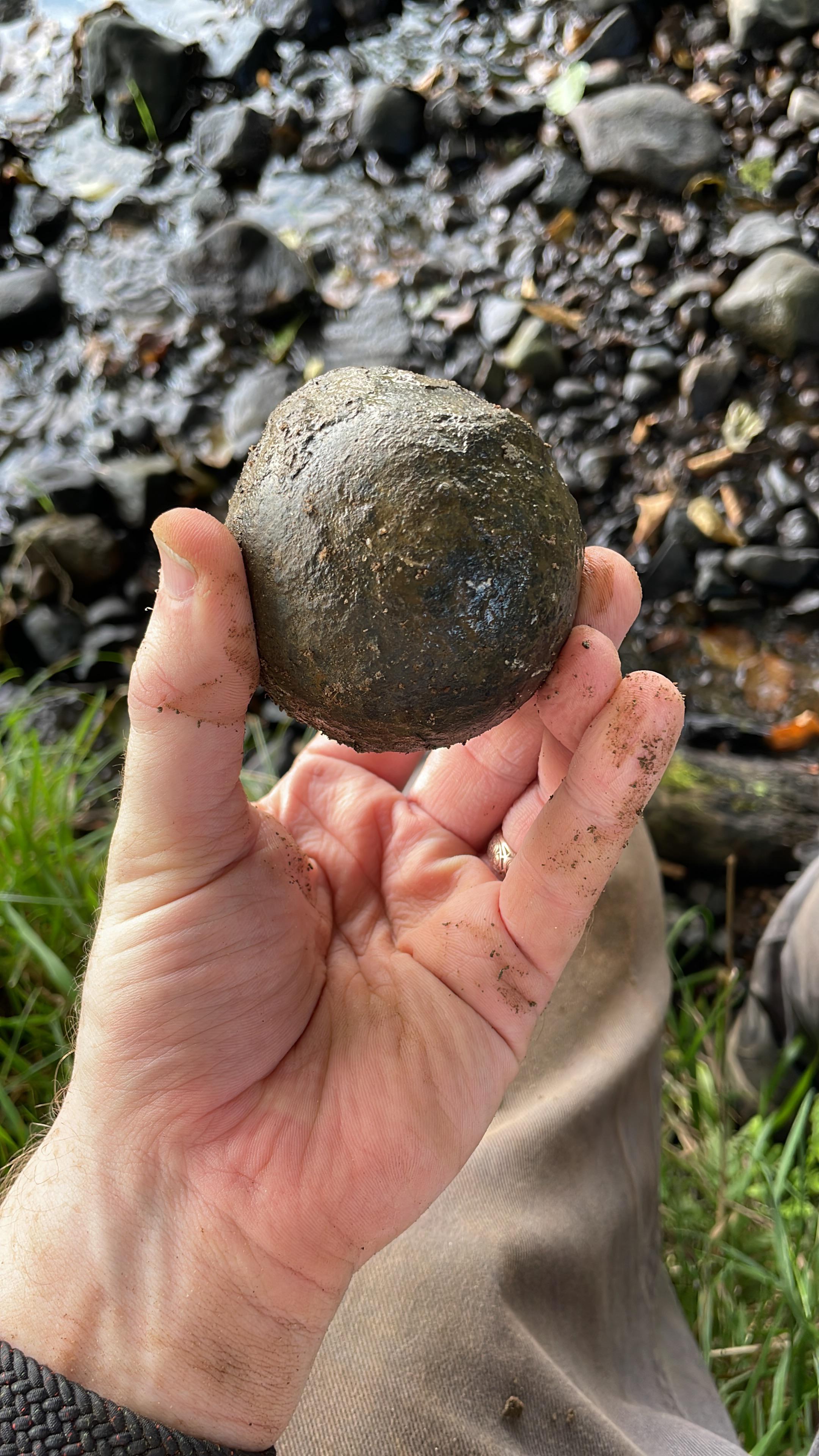 My first ever cannonball! Near Lancaster. r/MetalDetectingUK