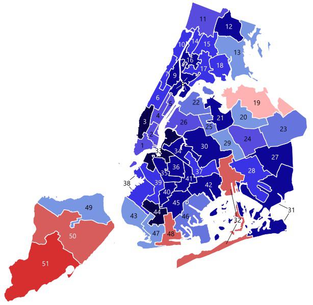 New York City Council Election 2021 by District Partisan Lean r/nyc