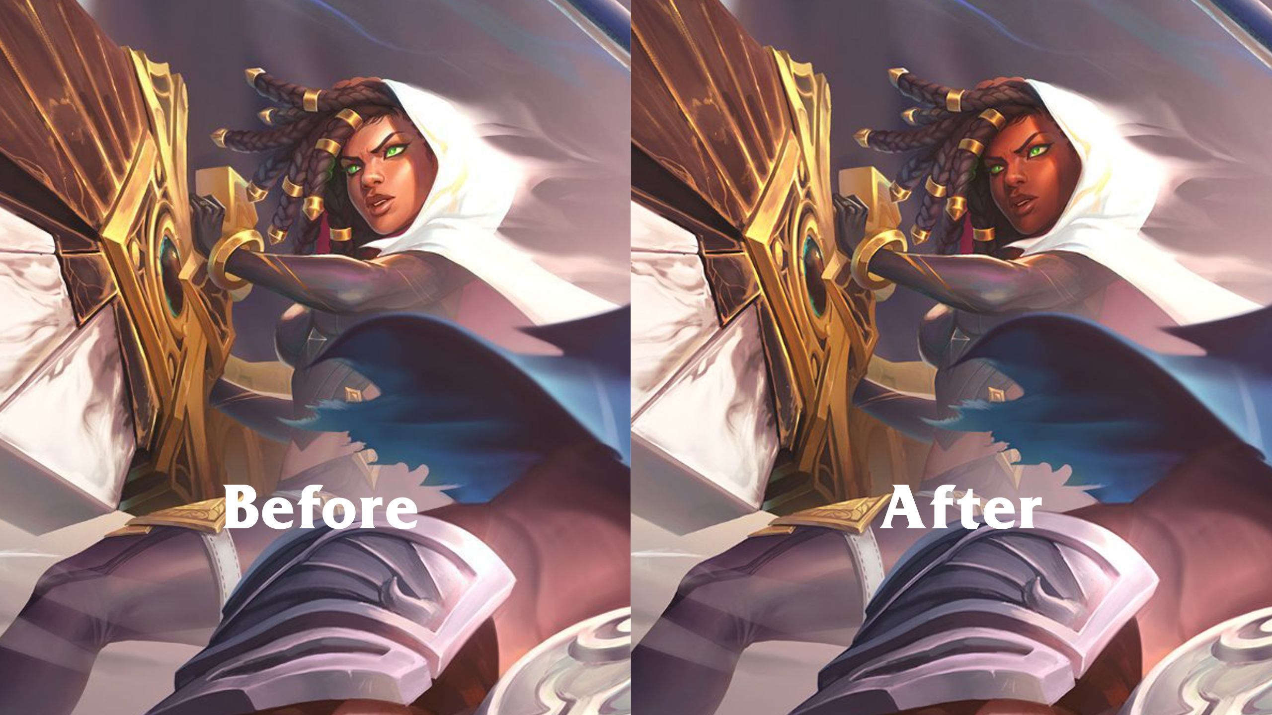 Riot has corrected Senna's skin tone sennamains