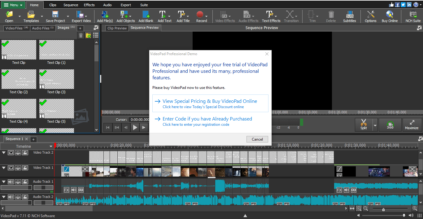 This video editing software makes you have to pay to be able to convert