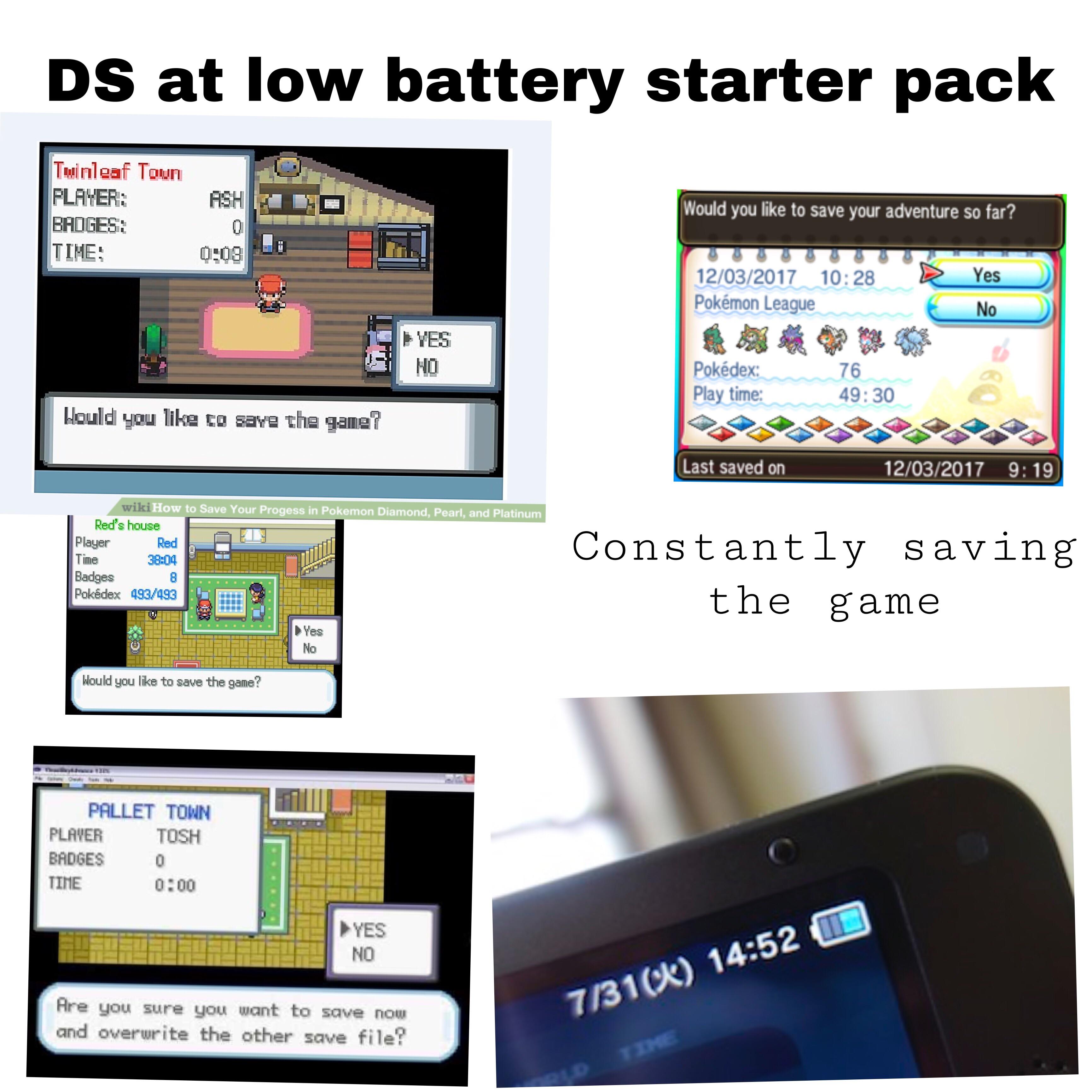 DS at low battery starter pack r/starterpacks