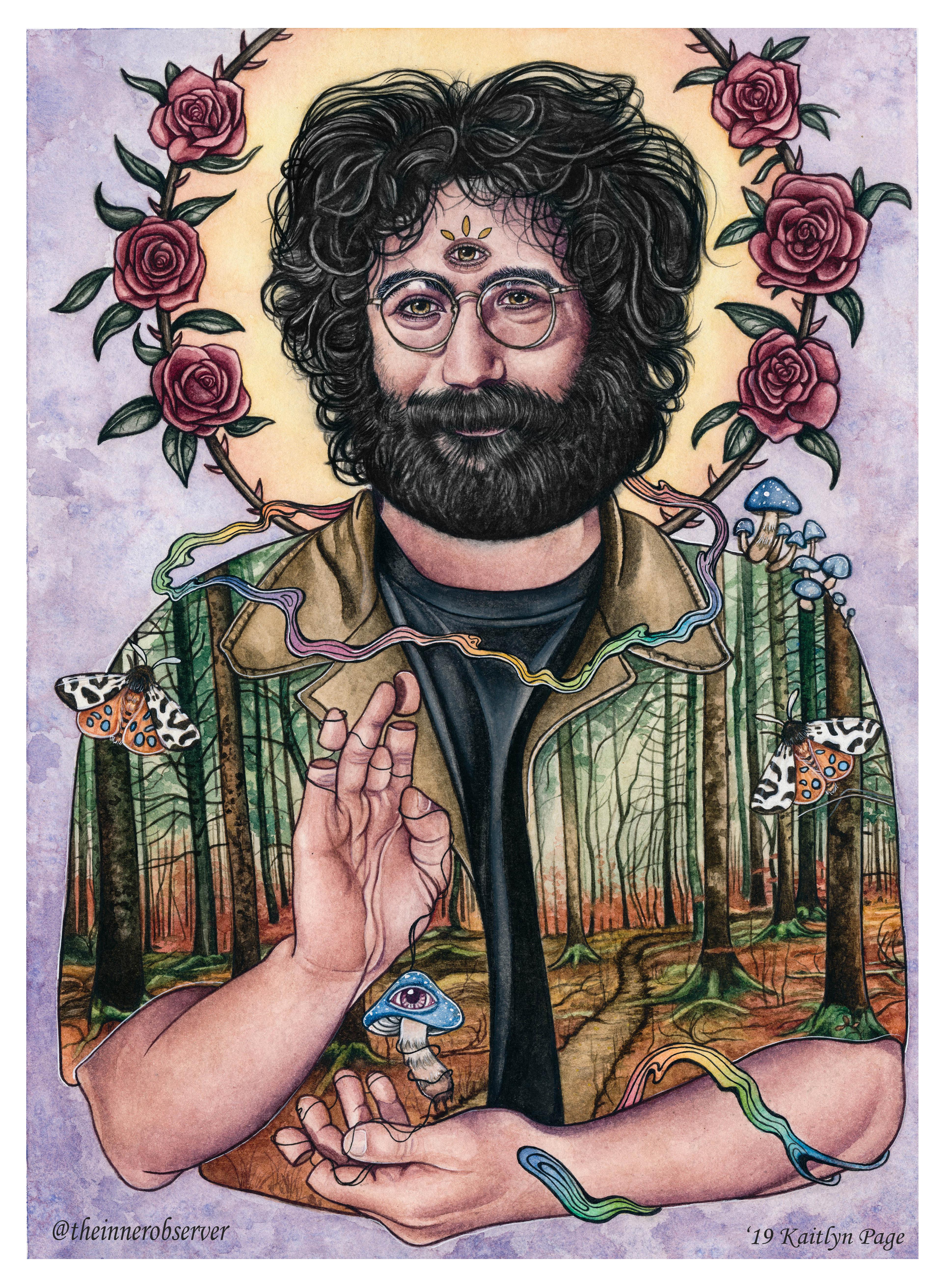 Jerry Garcia tribute painting I finished up last evening. r/gratefuldead