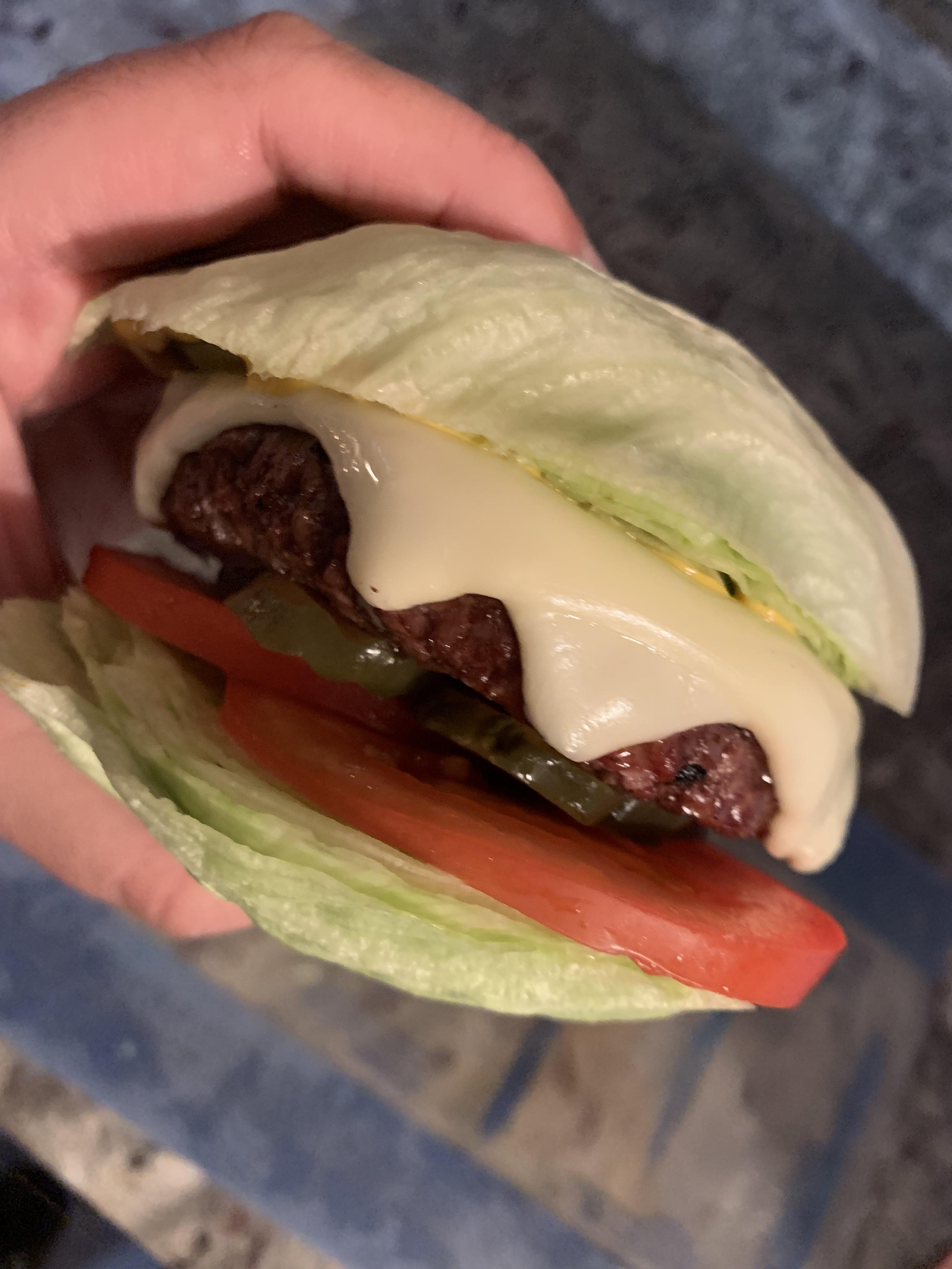 Lettuce bun cheeseburger. Didn’t even miss the bread. r/Keto_Food