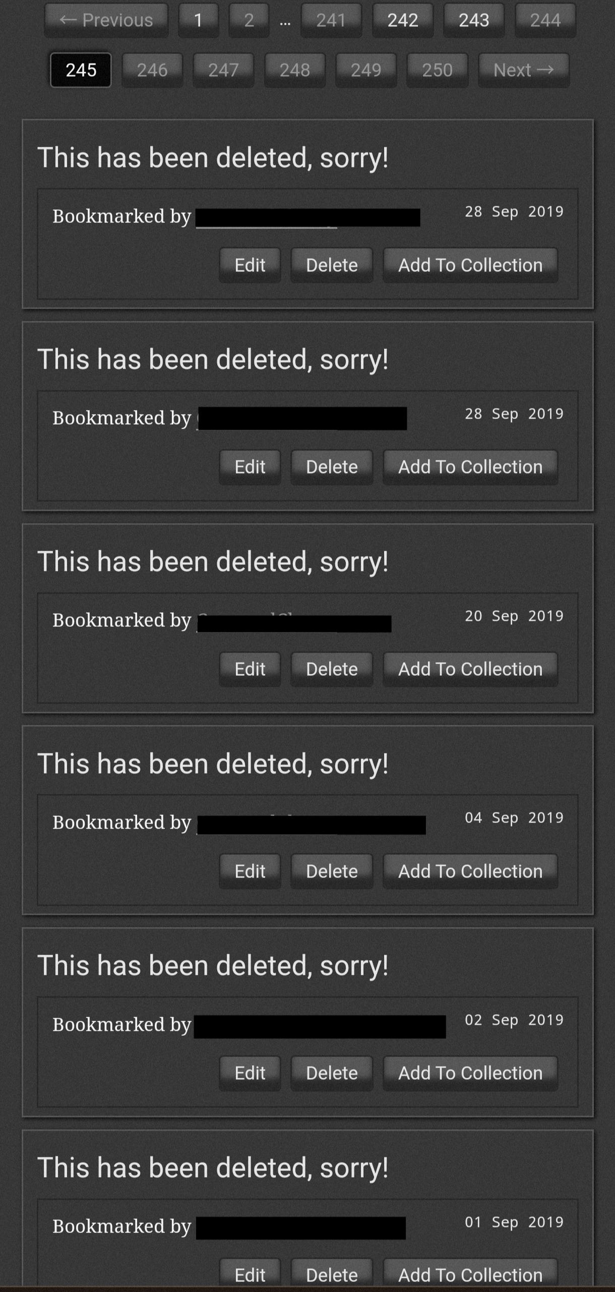 I have 5 pages of deleted works in my bookmarks r/AO3