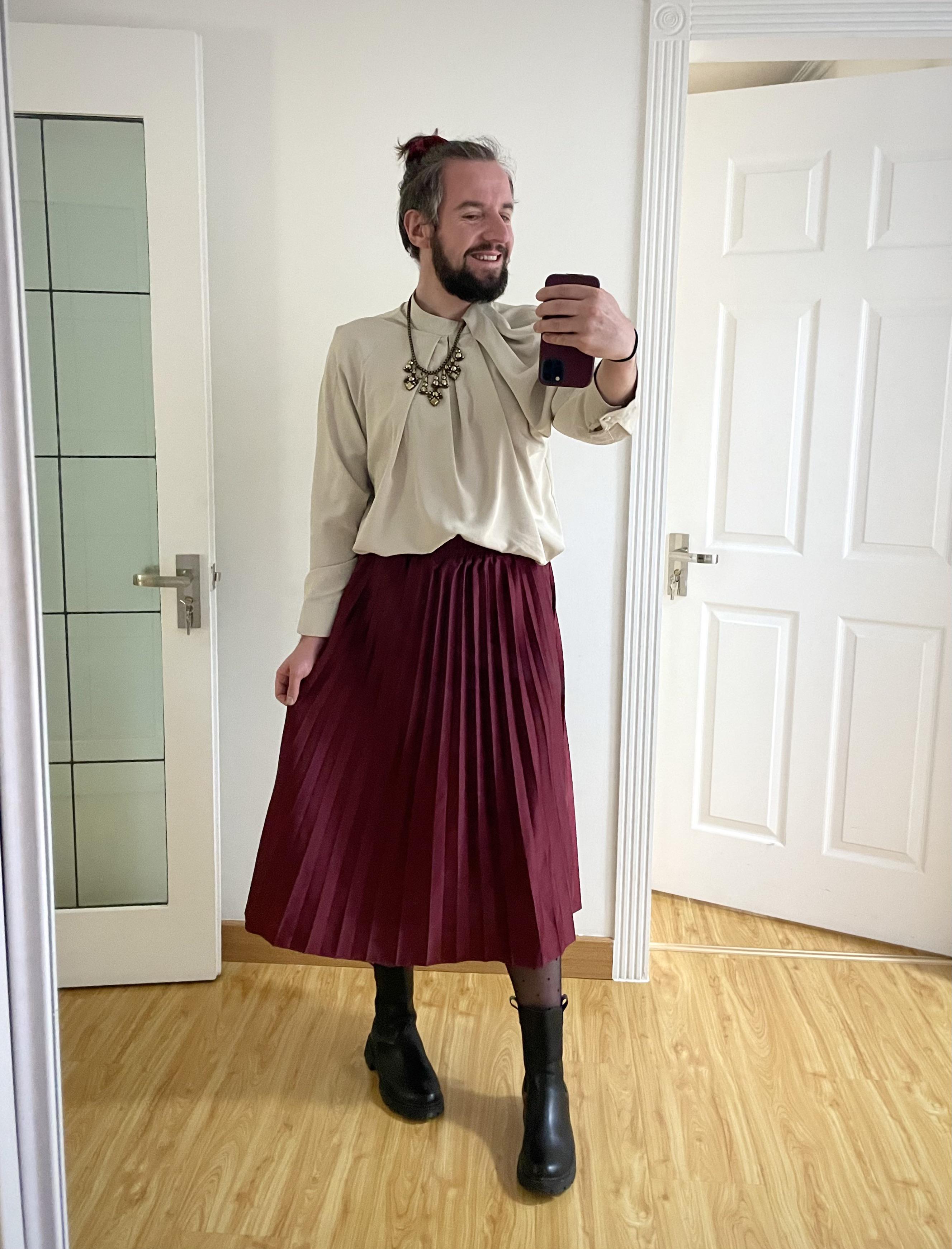 Outfit for our work Christmas lunch… I felt very festive! r/NonBinary