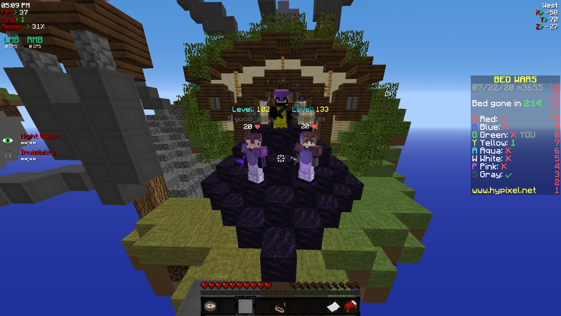 these 3 players got a huge, full obsidian defense in hypixel bedwars