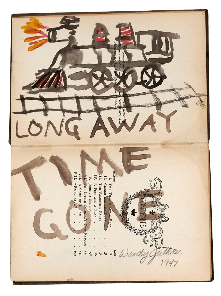 Woody Guthrie painted, inscribed and signed book r/pics