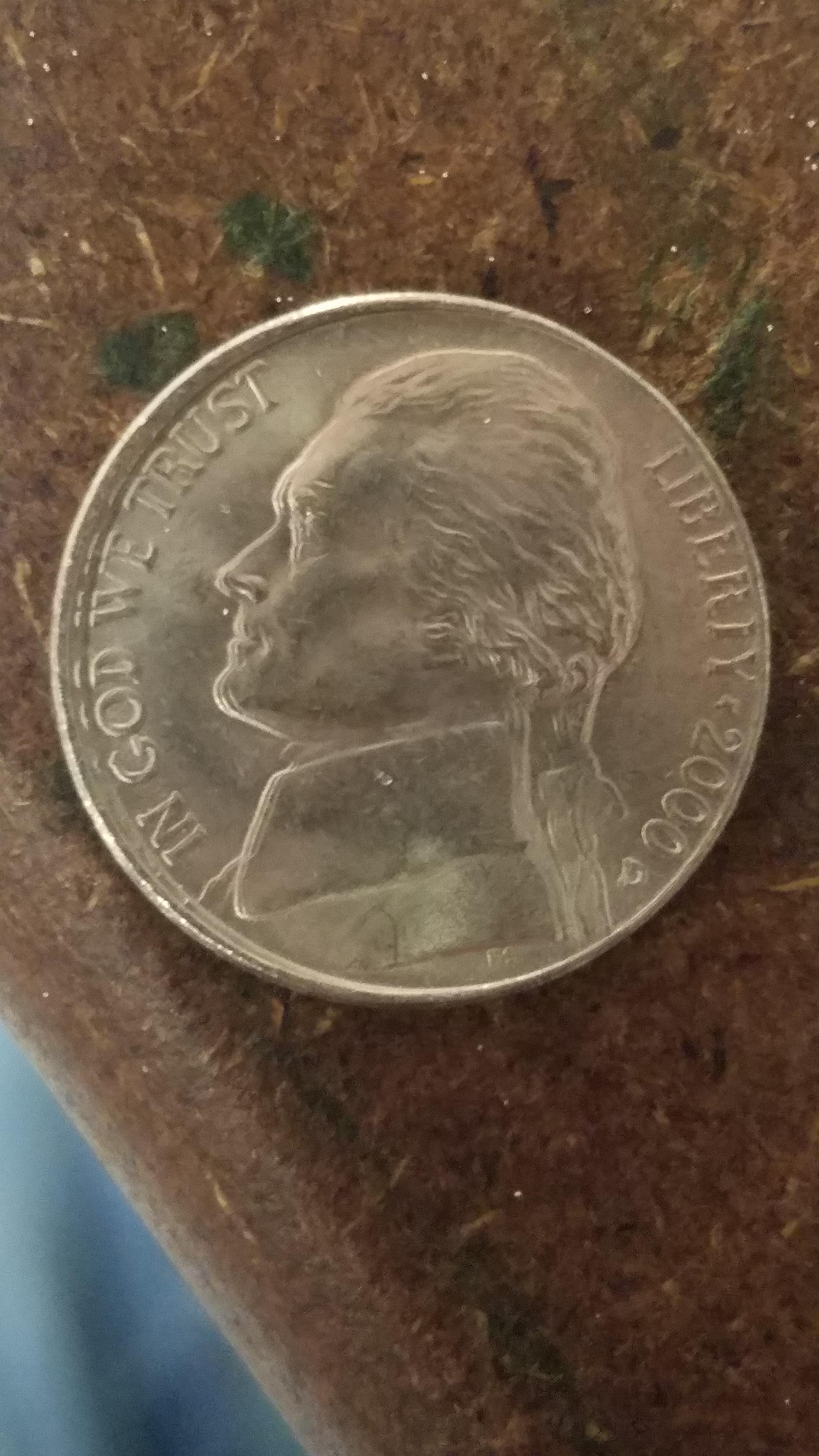 My new favorite nickel; Triple Struck in Collar 2000 D r/coins
